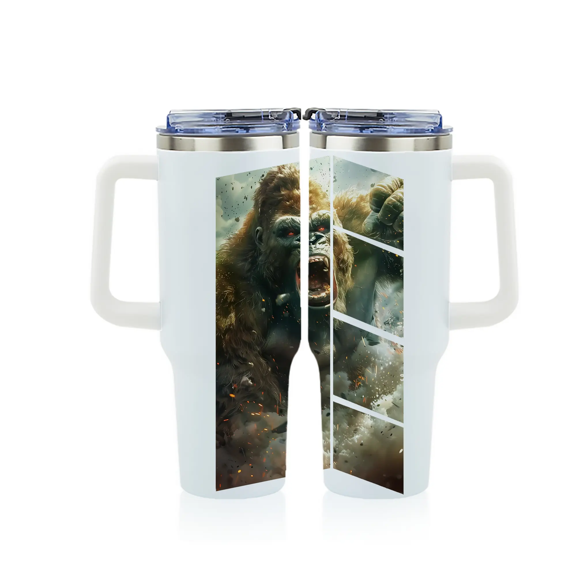 ゴジラ グッズ,キングコング - 1200mL フルプリント車用タンブラー ・ 304ステンレス 内側 ・ 201ステンレス 外側 ・ 保温 保冷 ・ 通勤 ドライブ アウトドア用
