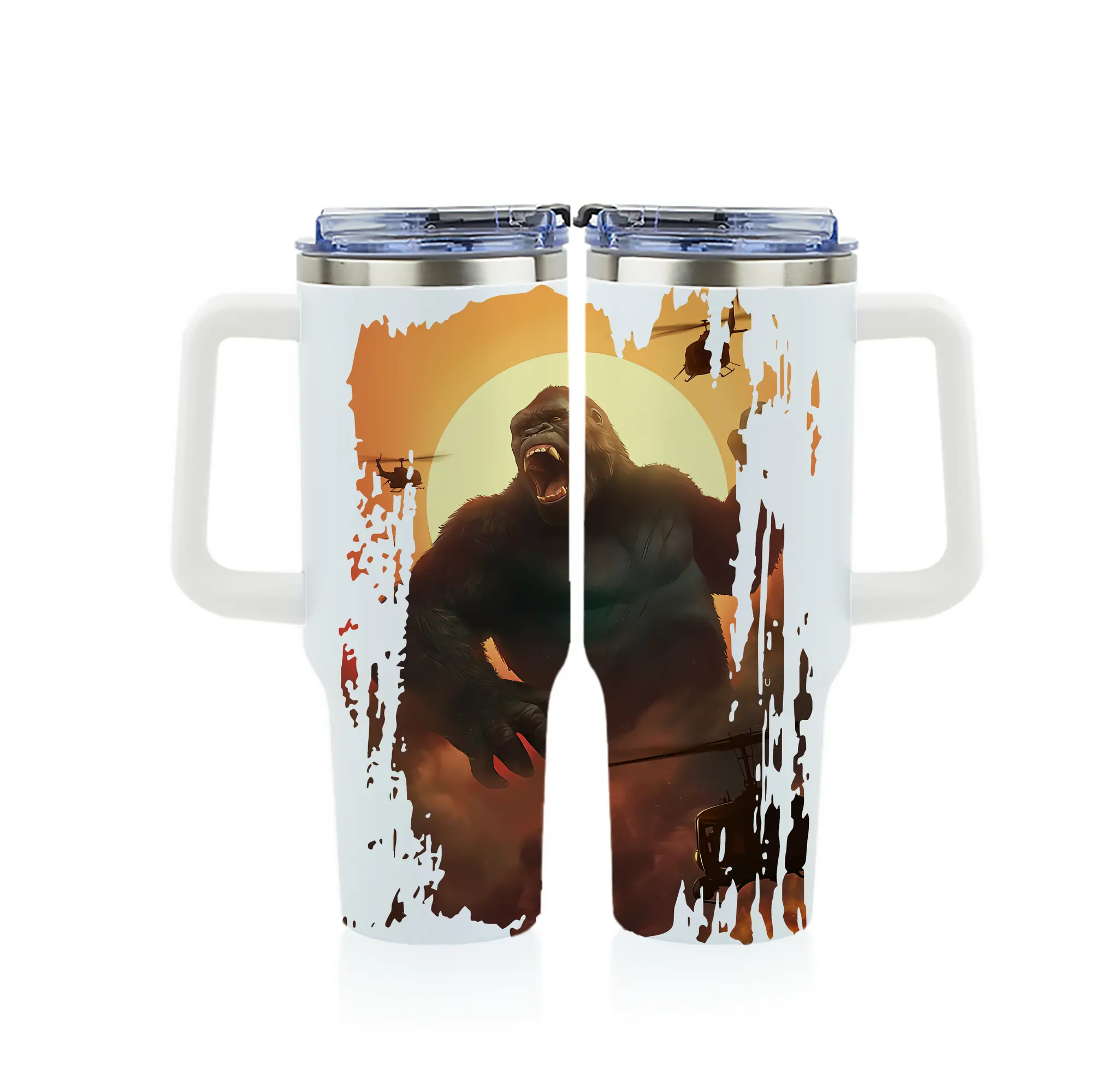 ゴジラ グッズ,キングコング - 1200mL フルプリント車用タンブラー ・ 304ステンレス 内側 ・ 201ステンレス 外側 ・ 保温 保冷 ・ 通勤 ドライブ アウトドア用