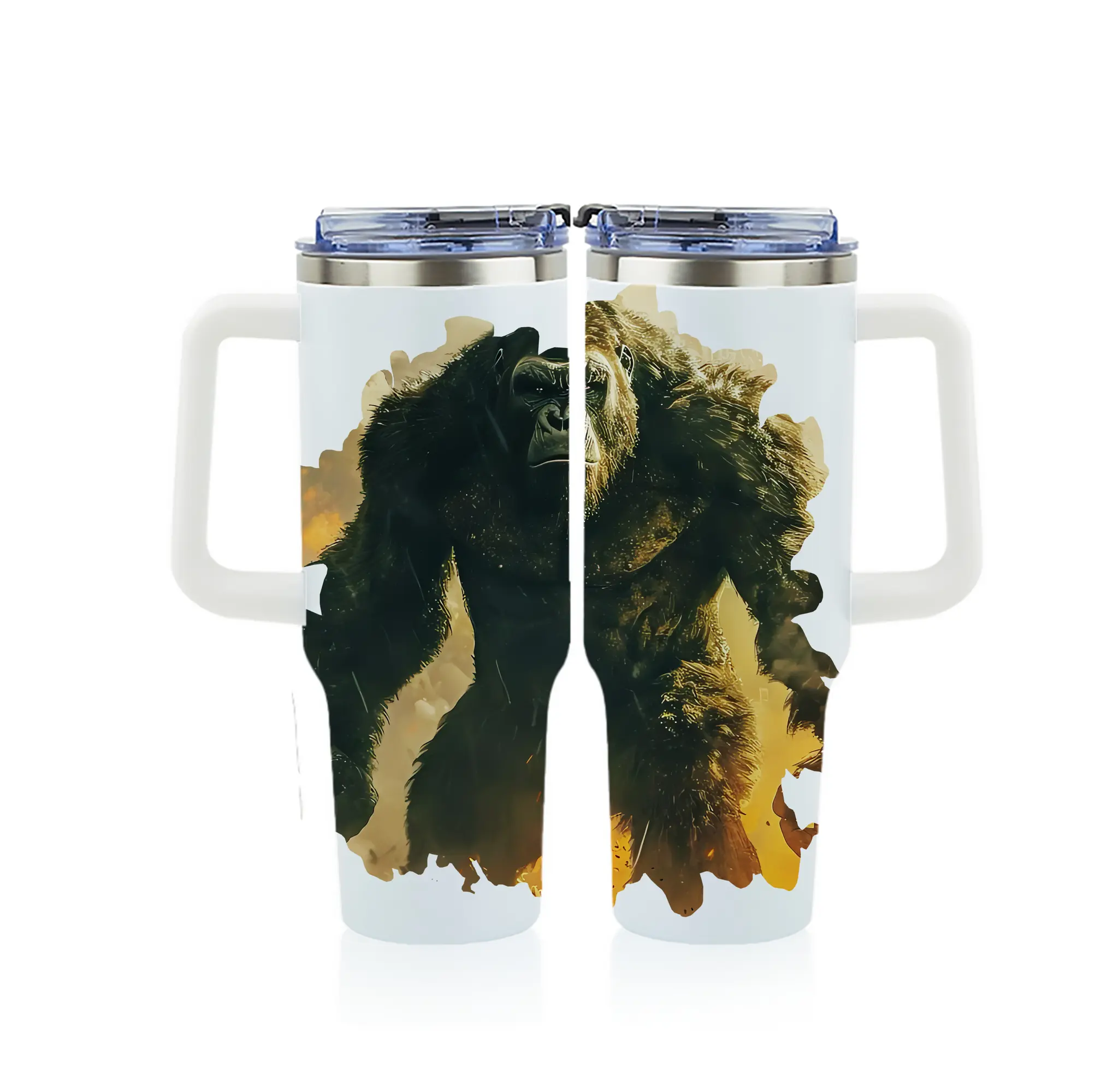 ゴジラ グッズ,キングコング - 1200mL フルプリント車用タンブラー ・ 304ステンレス 内側 ・ 201ステンレス 外側 ・ 保温 保冷 ・ 通勤 ドライブ アウトドア用