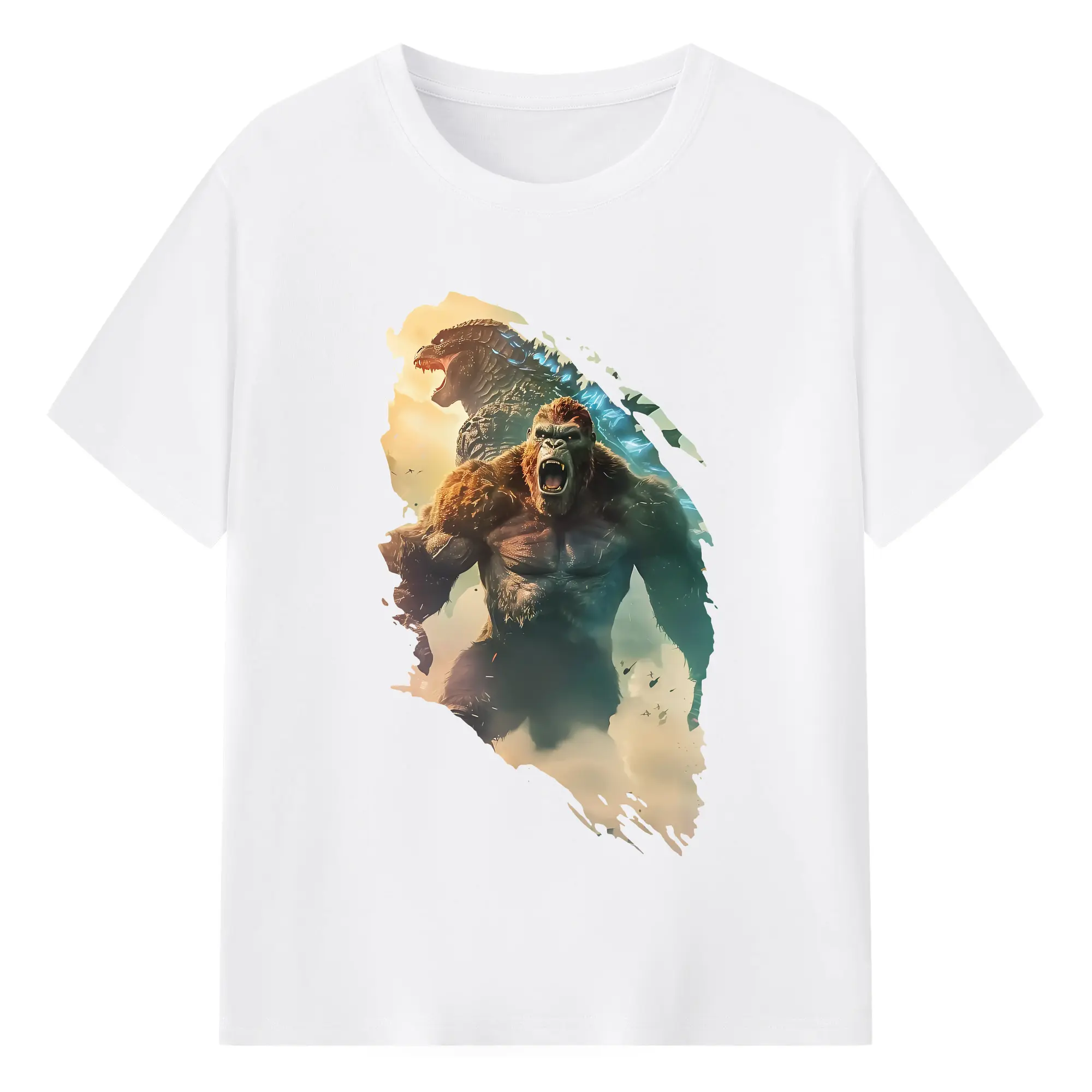 ゴジラ グッズ,キングコング - 綿100％ 半袖Tシャツ ・ フロントプリント ・ 快適 通気性 ・ 日常使い 散歩 スポーツ用