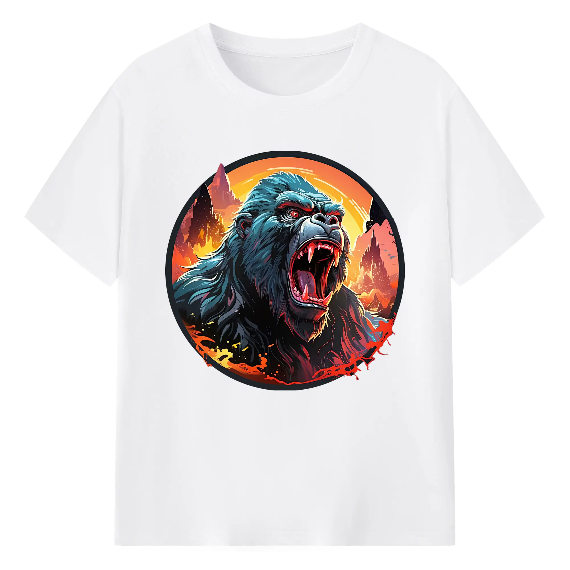 ゴジラ グッズ,キングコング - 綿100％ 半袖Tシャツ ・ フロントプリント ・ 快適 通気性 ・ 日常使い 散歩 スポーツ用