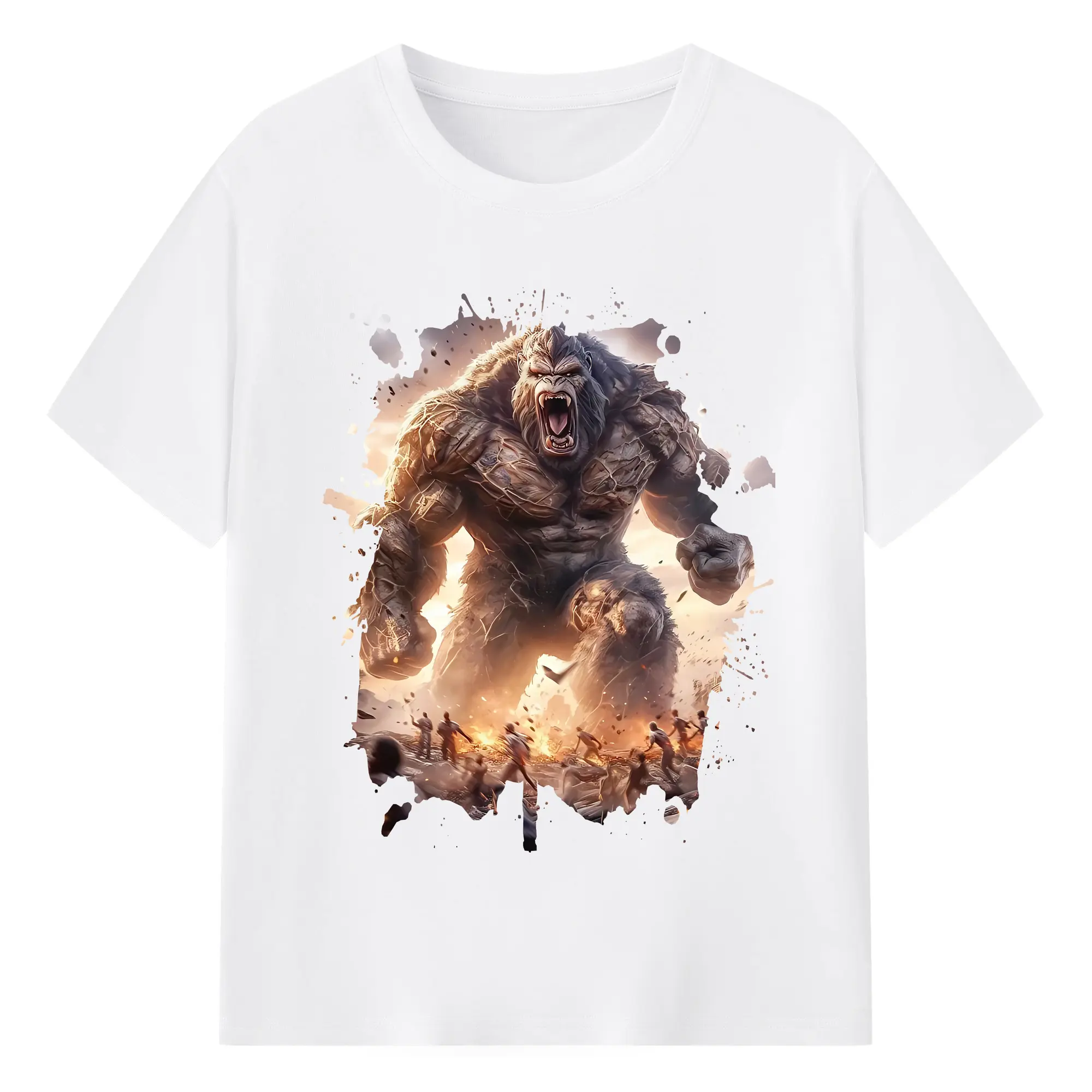 ゴジラ グッズ,キングコング - 綿100％ 半袖Tシャツ ・ フロントプリント ・ 快適 通気性 ・ 日常使い 散歩 スポーツ用