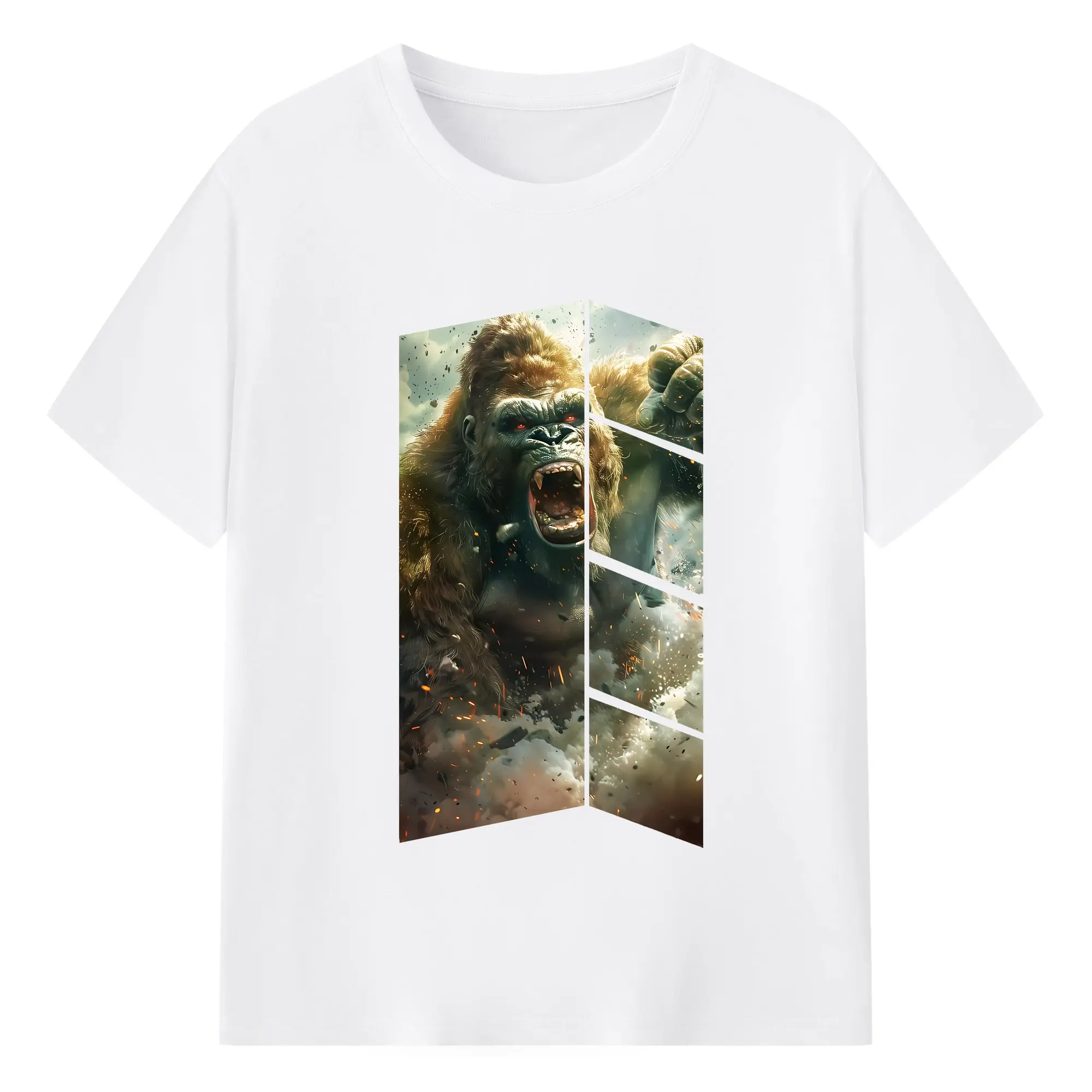 ゴジラ グッズ,キングコング - 綿100％ 半袖Tシャツ ・ フロントプリント ・ 快適 通気性 ・ 日常使い 散歩 スポーツ用