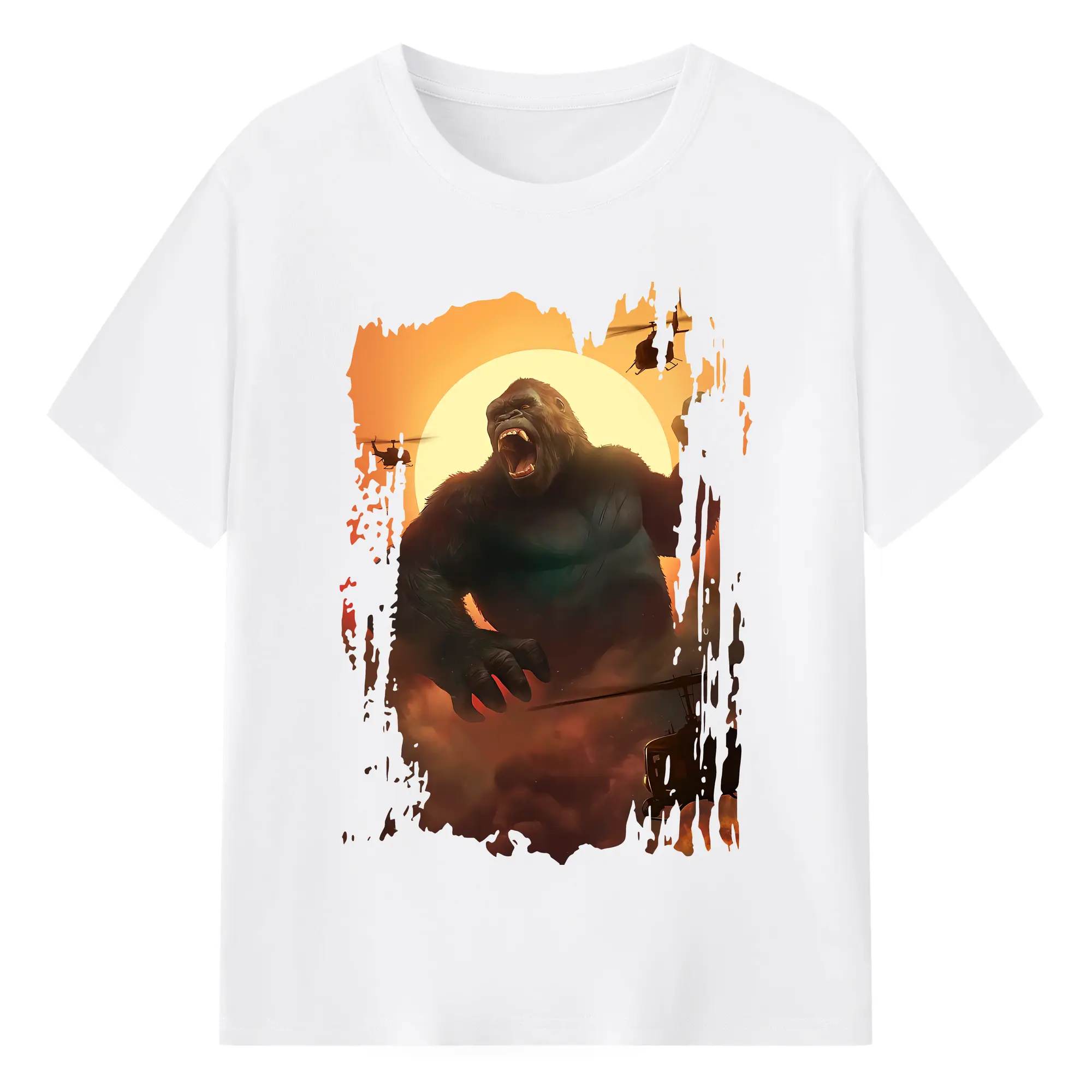 ゴジラ グッズ,キングコング - 綿100％ 半袖Tシャツ ・ フロントプリント ・ 快適 通気性 ・ 日常使い 散歩 スポーツ用