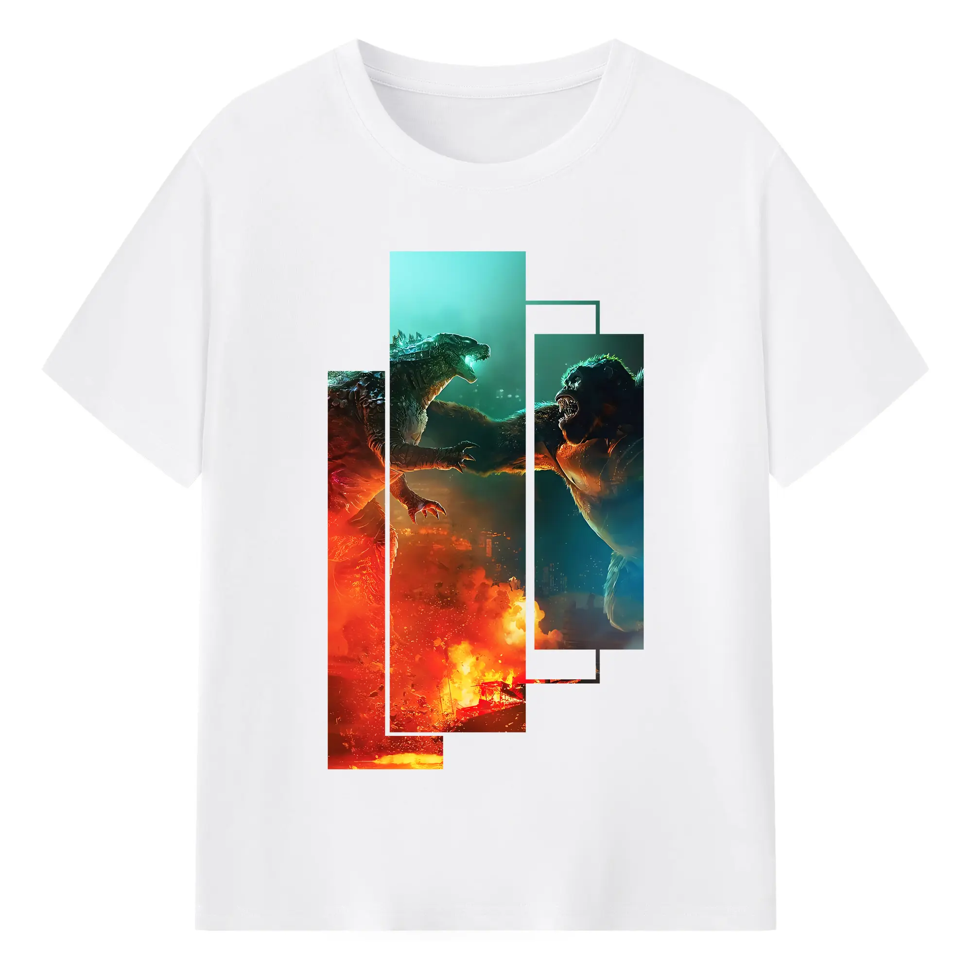 ゴジラ グッズ,キングコング - 綿100％ 半袖Tシャツ ・ フロントプリント ・ 快適 通気性 ・ 日常使い 散歩 スポーツ用