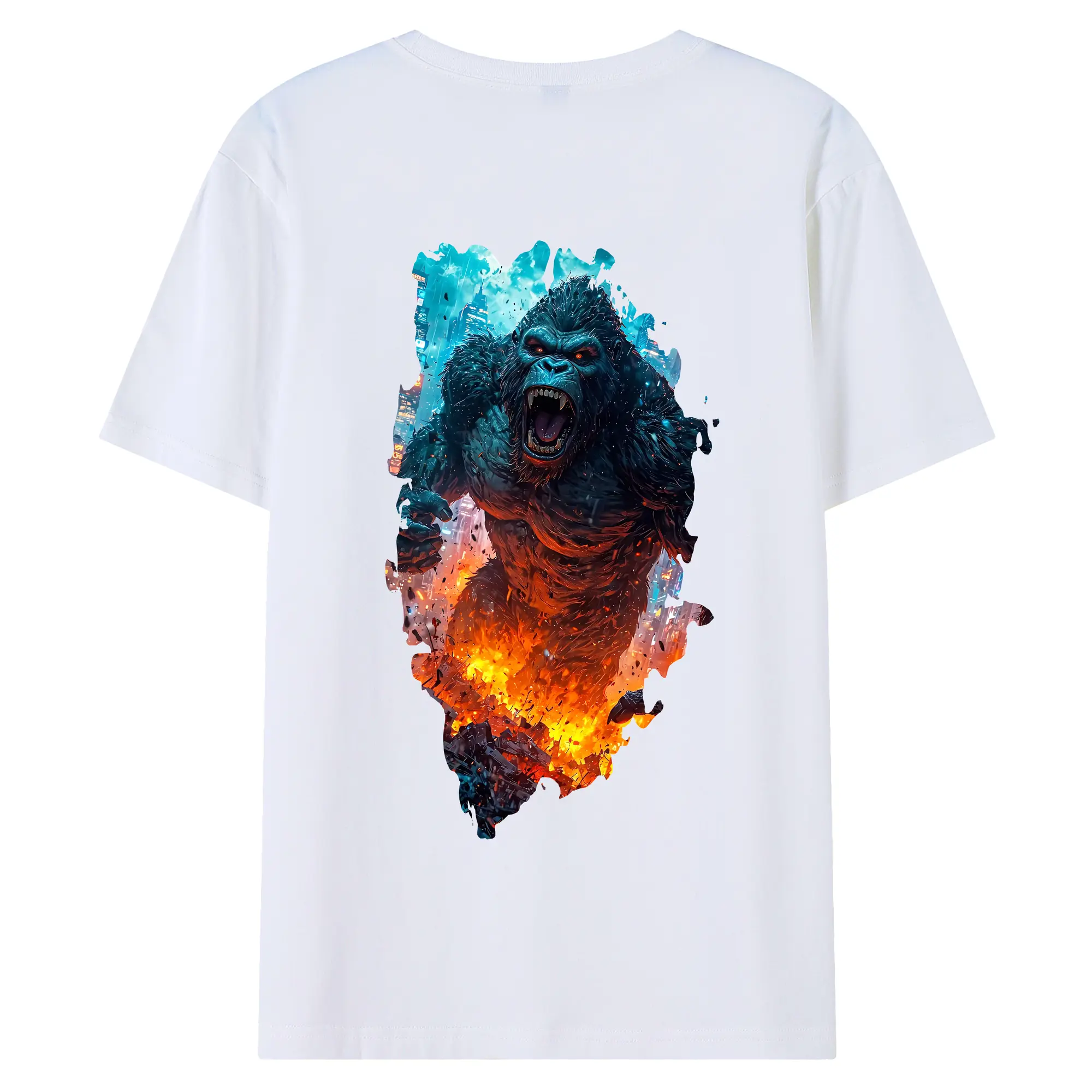 ゴジラ グッズ,キングコング - 綿100％ 半袖Tシャツ ・ バックプリント ・ 快適 通気性 ・ 日常使い 散歩 スポーツ用