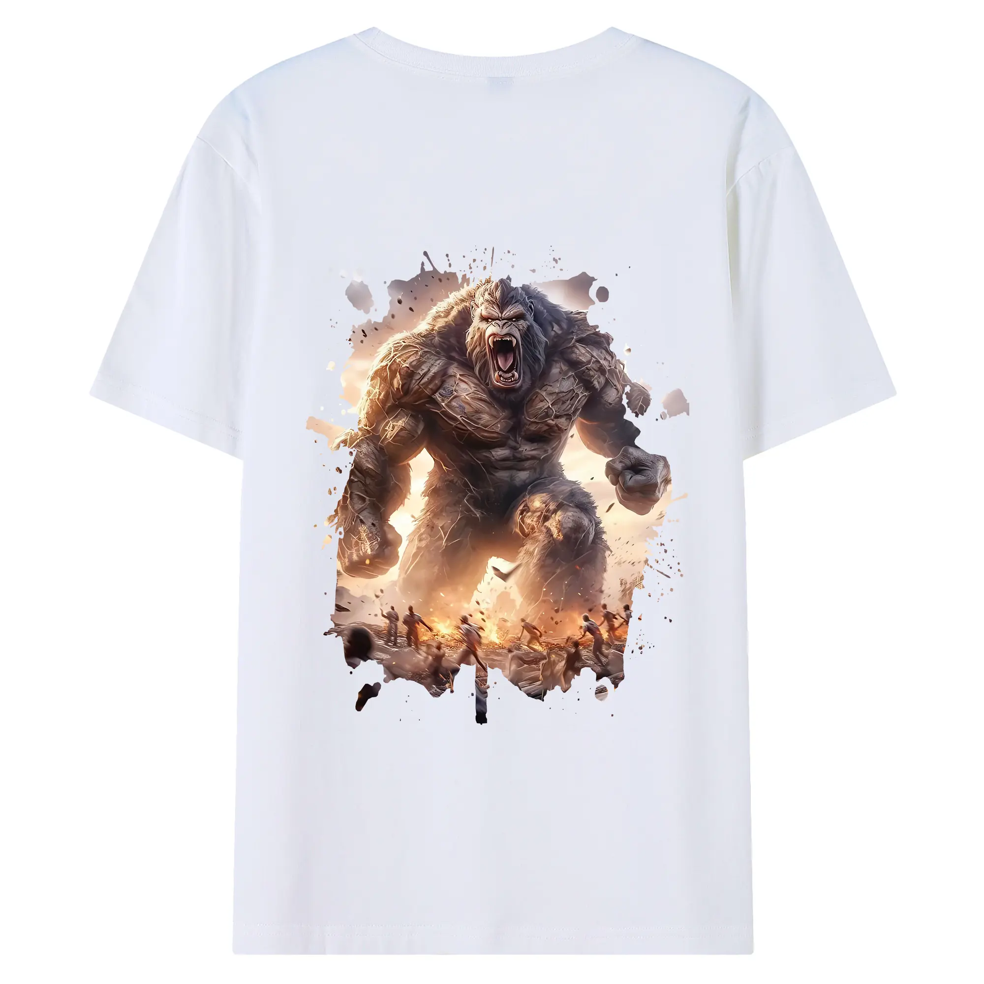 ゴジラ グッズ,キングコング - 綿100％ 半袖Tシャツ ・ バックプリント ・ 快適 通気性 ・ 日常使い 散歩 スポーツ用