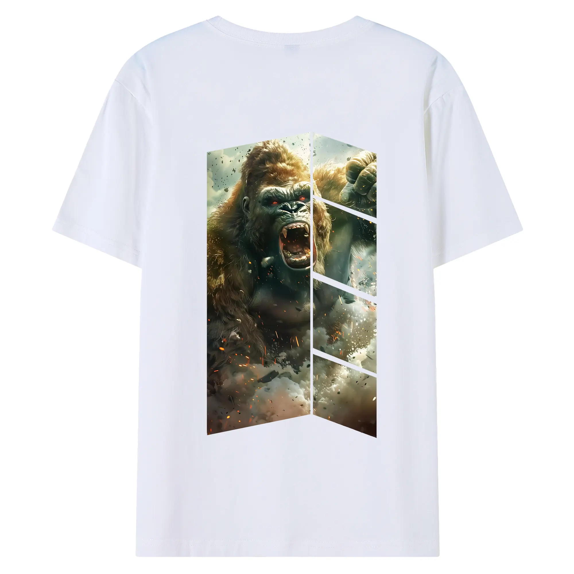 ゴジラ グッズ,キングコング - 綿100％ 半袖Tシャツ ・ バックプリント ・ 快適 通気性 ・ 日常使い 散歩 スポーツ用