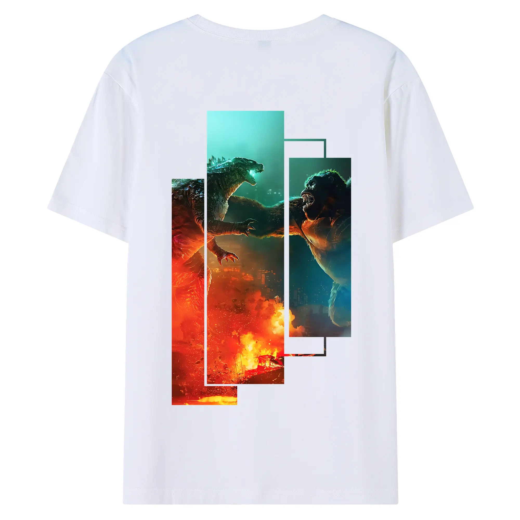 ゴジラ グッズ,キングコング - 綿100％ 半袖Tシャツ ・ バックプリント ・ 快適 通気性 ・ 日常使い 散歩 スポーツ用