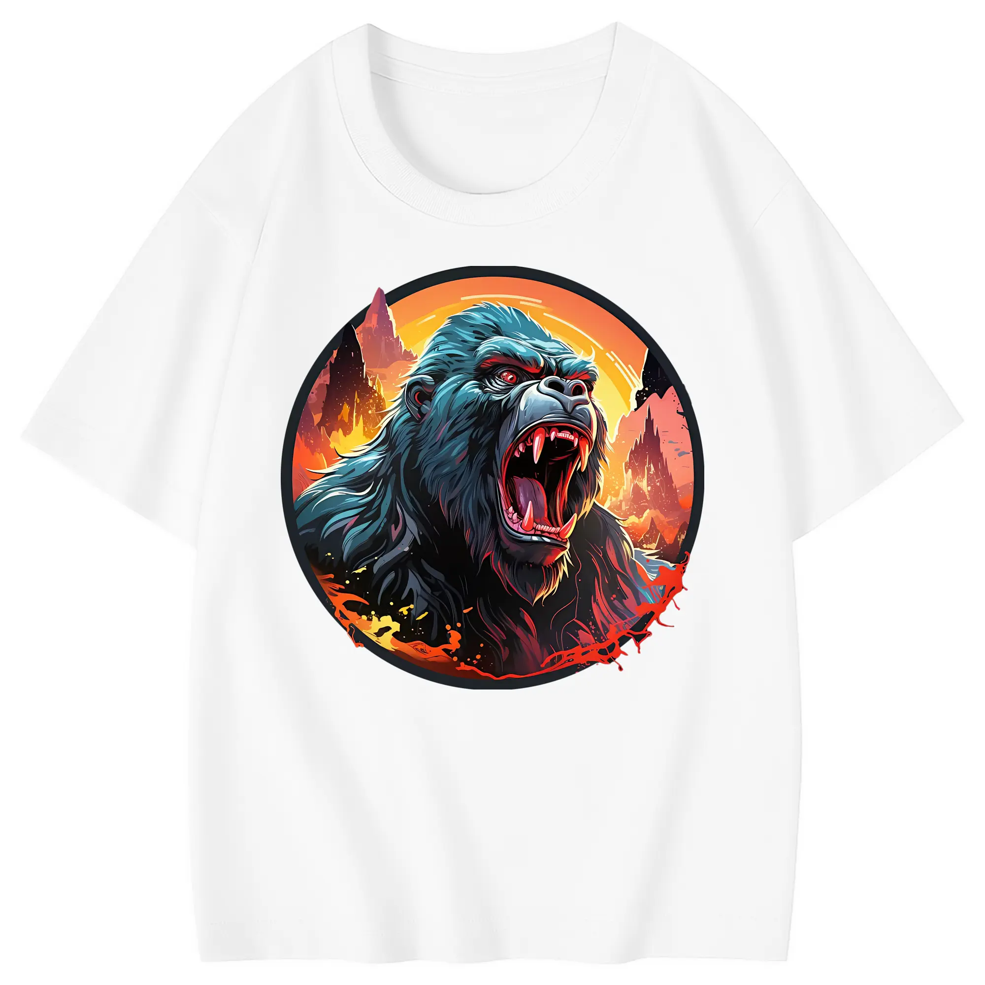 ゴジラ グッズ,キングコング - 綿100％ キッズTシャツ ・ フロントプリント ・ 快適 通気性 ・ スポーツ カジュアル 散歩用