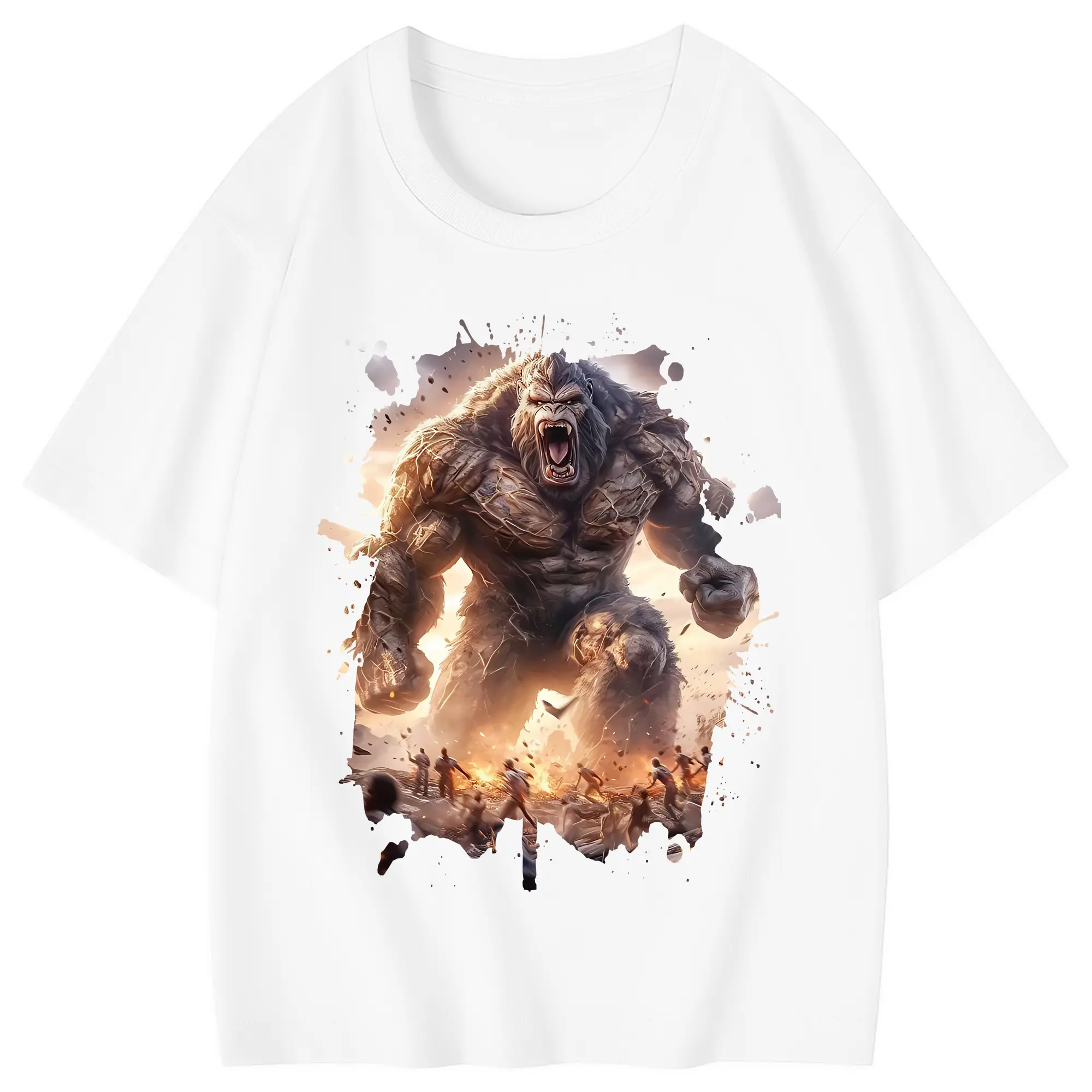 ゴジラ グッズ,キングコング - 綿100％ キッズTシャツ ・ フロントプリント ・ 快適 通気性 ・ スポーツ カジュアル 散歩用