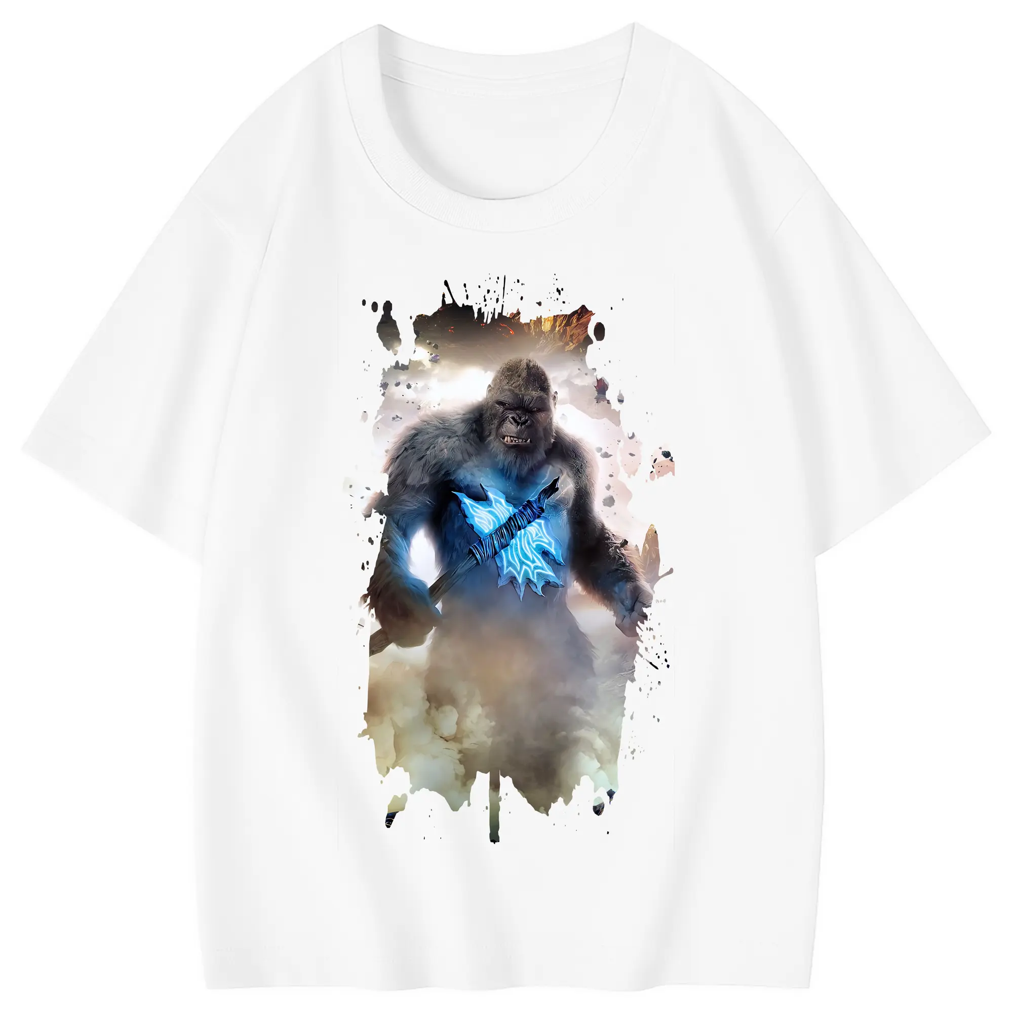 ゴジラ グッズ,キングコング - 綿100％ キッズTシャツ ・ フロントプリント ・ 快適 通気性 ・ スポーツ カジュアル 散歩用