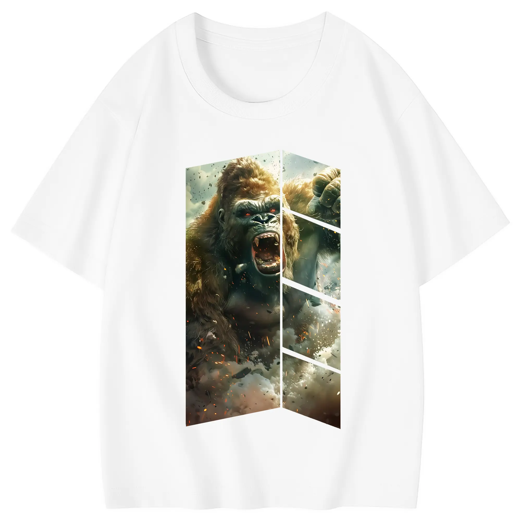 ゴジラ グッズ,キングコング - 綿100％ キッズTシャツ ・ フロントプリント ・ 快適 通気性 ・ スポーツ カジュアル 散歩用