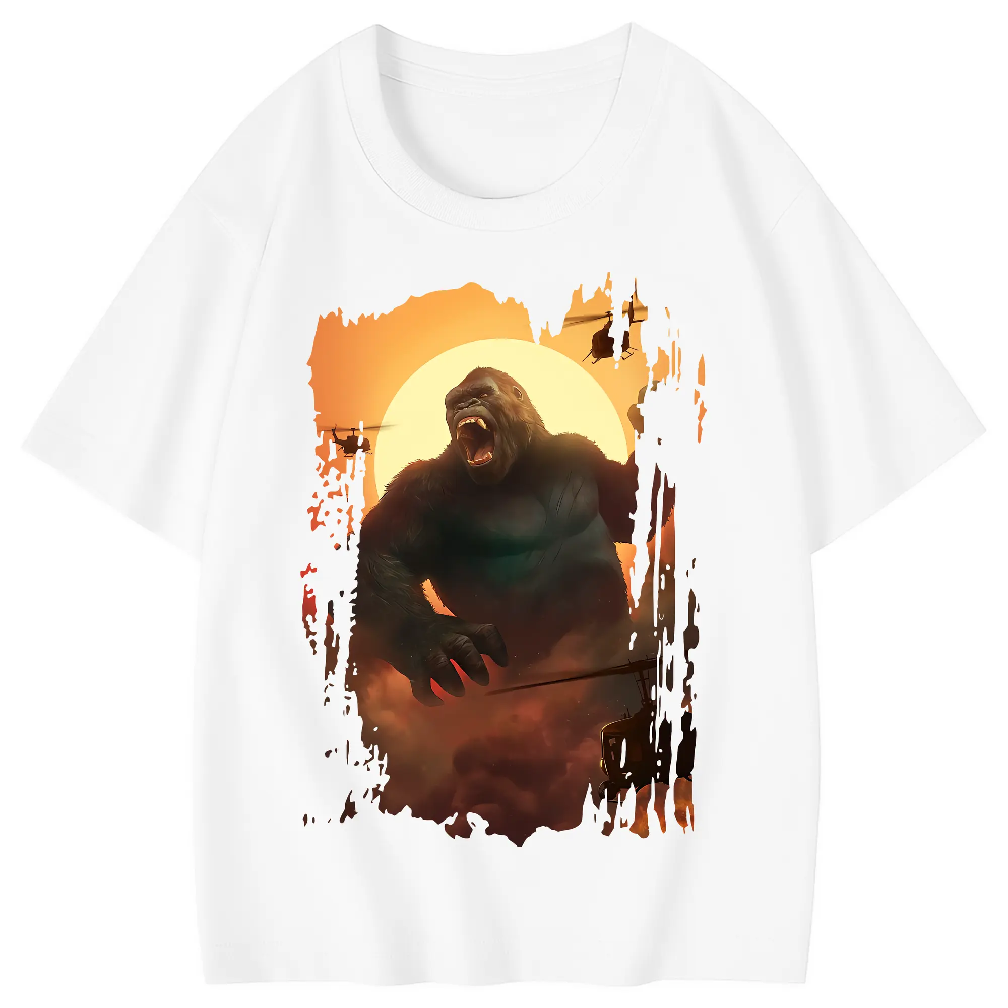 ゴジラ グッズ,キングコング - 綿100％ キッズTシャツ ・ フロントプリント ・ 快適 通気性 ・ スポーツ カジュアル 散歩用