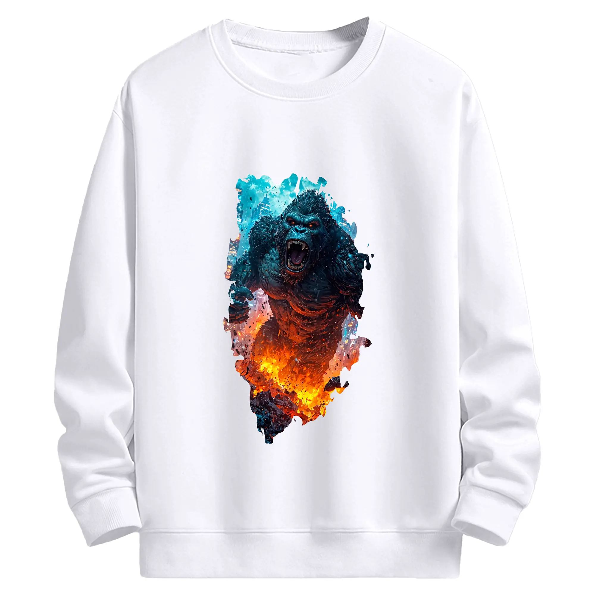 ゴジラ グッズ,キングコング - 高品質 クルーネック スウェット ・ コットン59％ ポリエステル41％ ・ ユニセックス 長袖 トレーナー ・ カジュアル デイリー スポーツ 散歩用