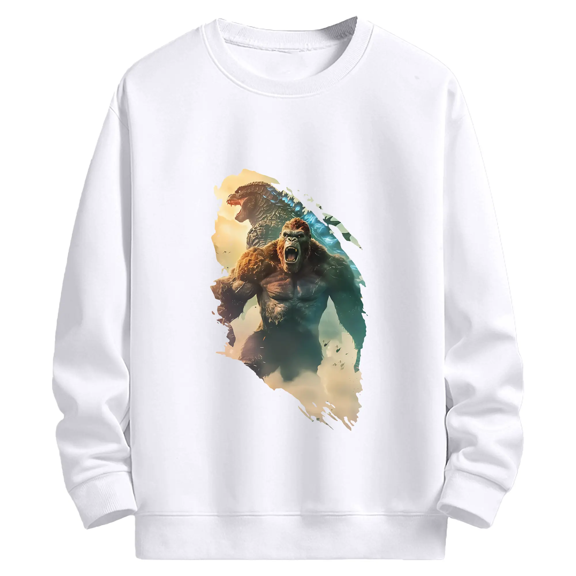 ゴジラ グッズ,キングコング - 高品質 クルーネック スウェット ・ コットン59％ ポリエステル41％ ・ ユニセックス 長袖 トレーナー ・ カジュアル デイリー スポーツ 散歩用