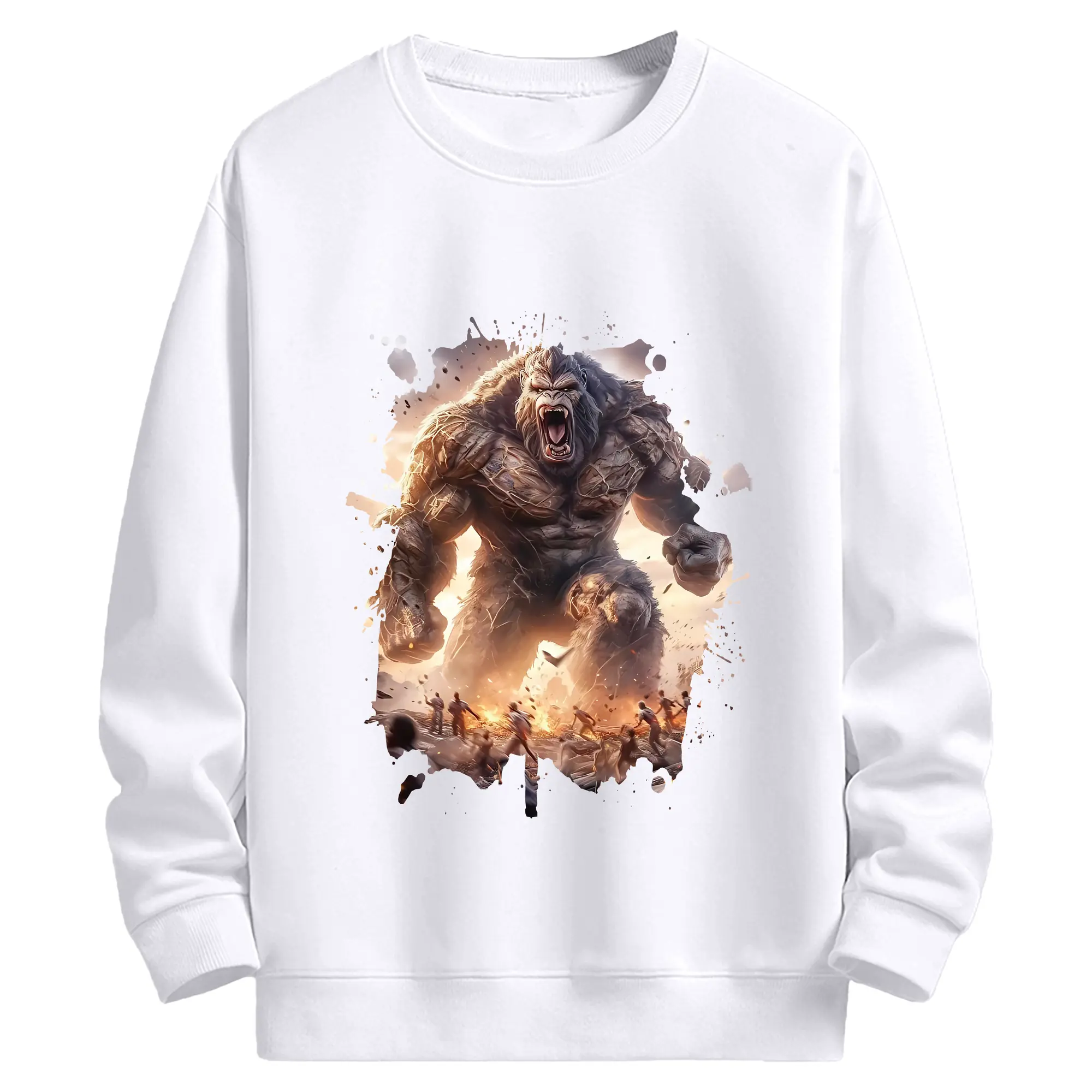 ゴジラ グッズ,キングコング - 高品質 クルーネック スウェット ・ コットン59％ ポリエステル41％ ・ ユニセックス 長袖 トレーナー ・ カジュアル デイリー スポーツ 散歩用