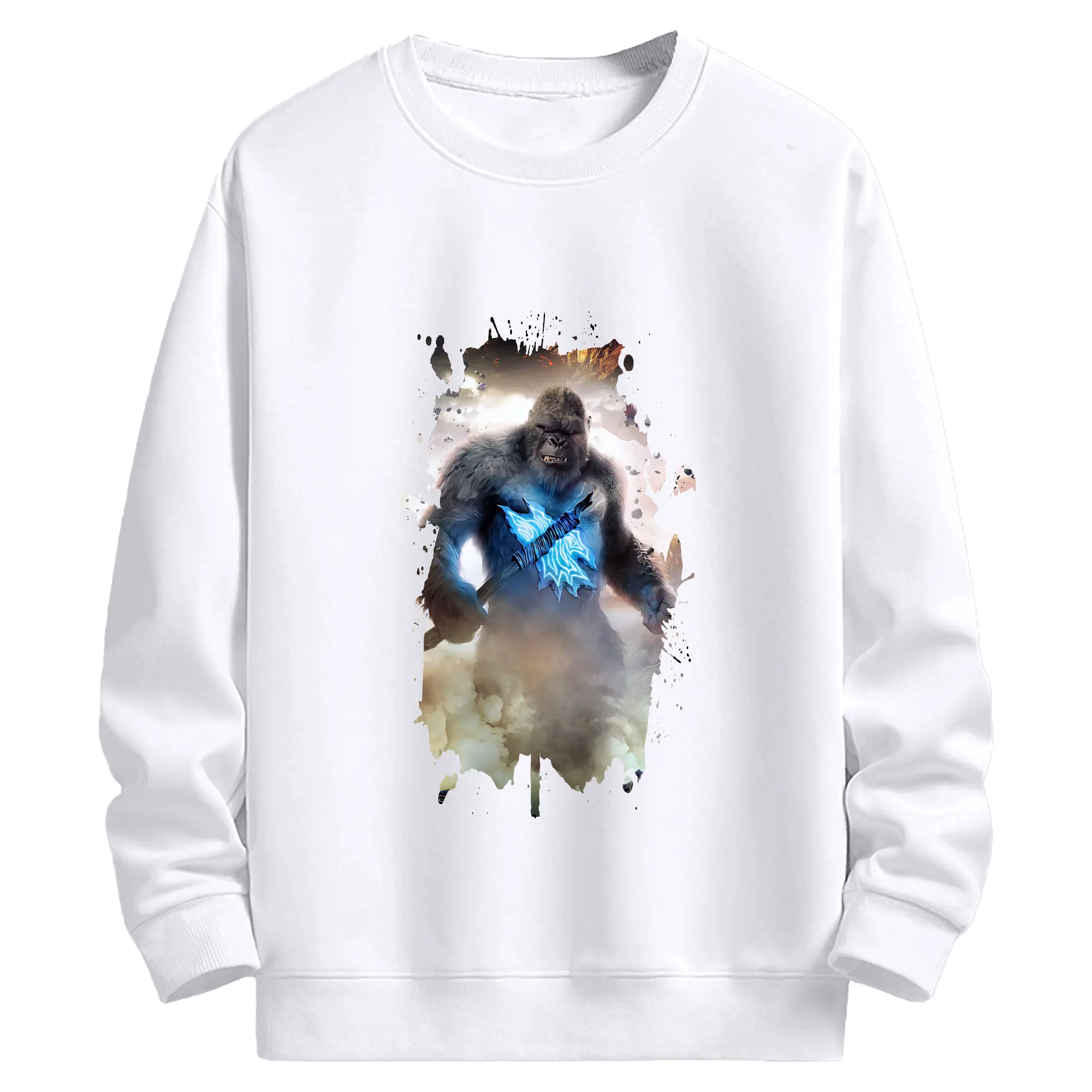 ゴジラ グッズ,キングコング - 高品質 クルーネック スウェット ・ コットン59％ ポリエステル41％ ・ ユニセックス 長袖 トレーナー ・ カジュアル デイリー スポーツ 散歩用