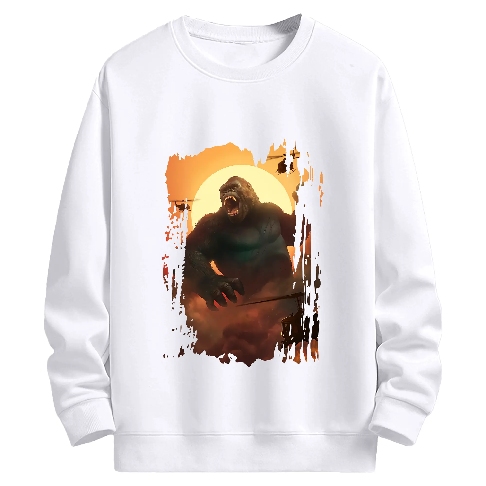 ゴジラ グッズ,キングコング - 高品質 クルーネック スウェット ・ コットン59％ ポリエステル41％ ・ ユニセックス 長袖 トレーナー ・ カジュアル デイリー スポーツ 散歩用