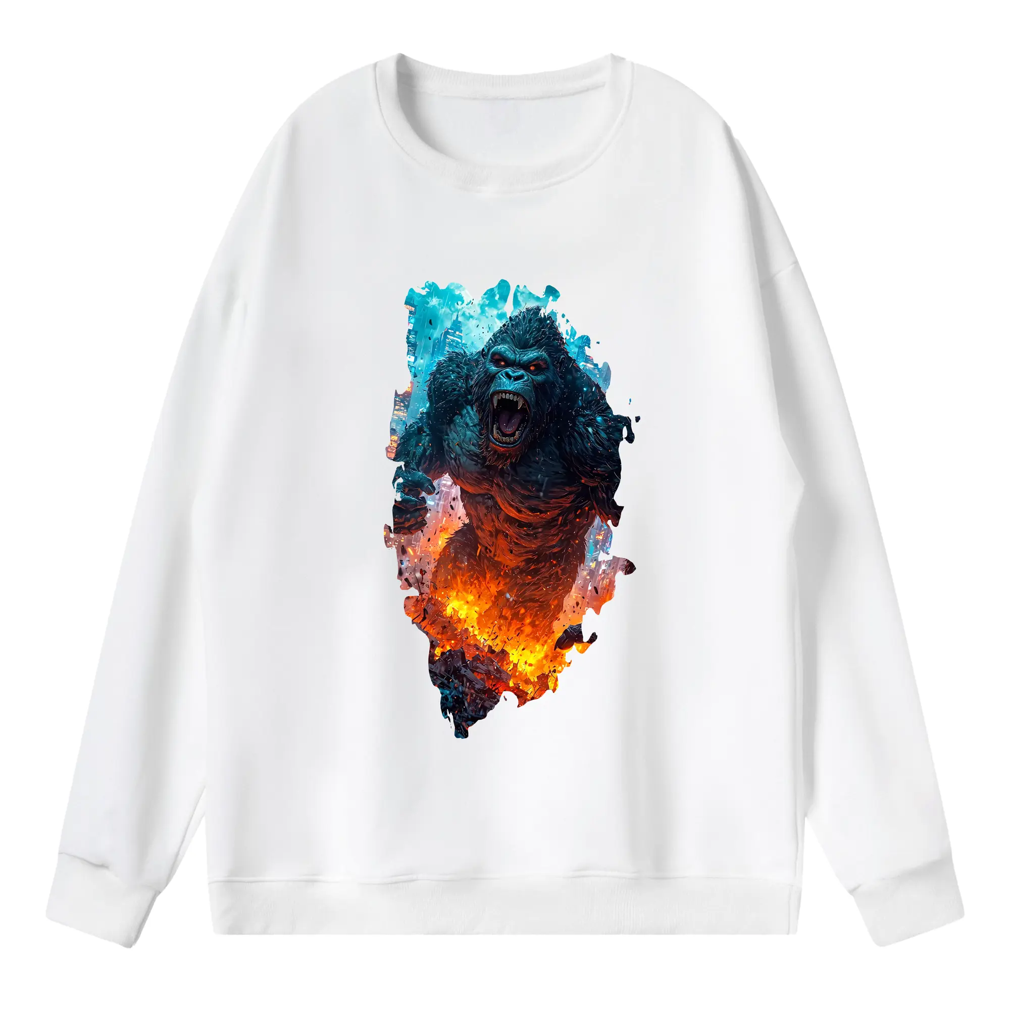 ゴジラ グッズ,キングコング - 薄手 クルーネック スウェット 裏毛260g · ポリエステル 春秋向け カジュアル 男女兼用 · トレーナー デイリー スポーツ 散歩に最適