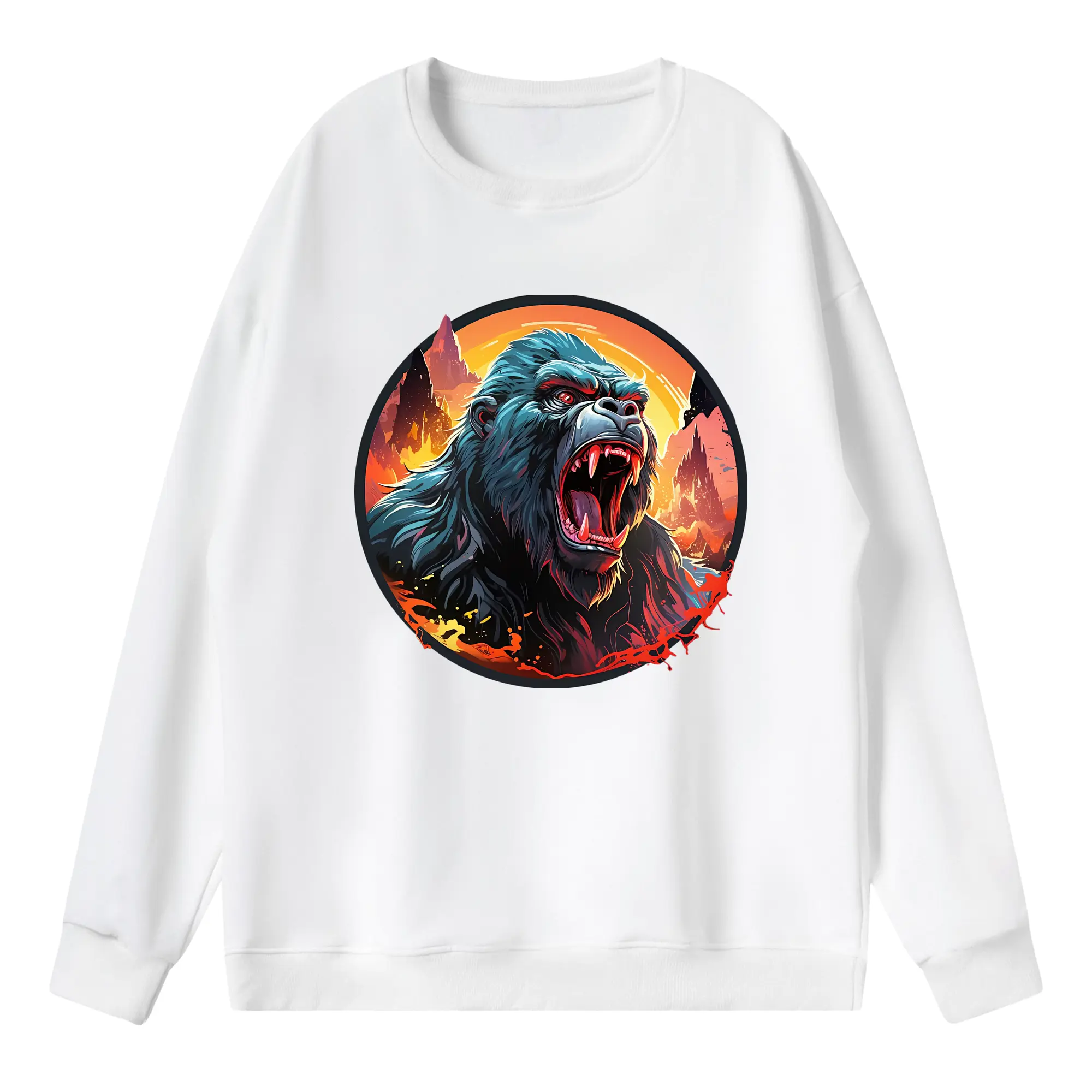 ゴジラ グッズ,キングコング - 薄手 クルーネック スウェット 裏毛260g · ポリエステル 春秋向け カジュアル 男女兼用 · トレーナー デイリー スポーツ 散歩に最適