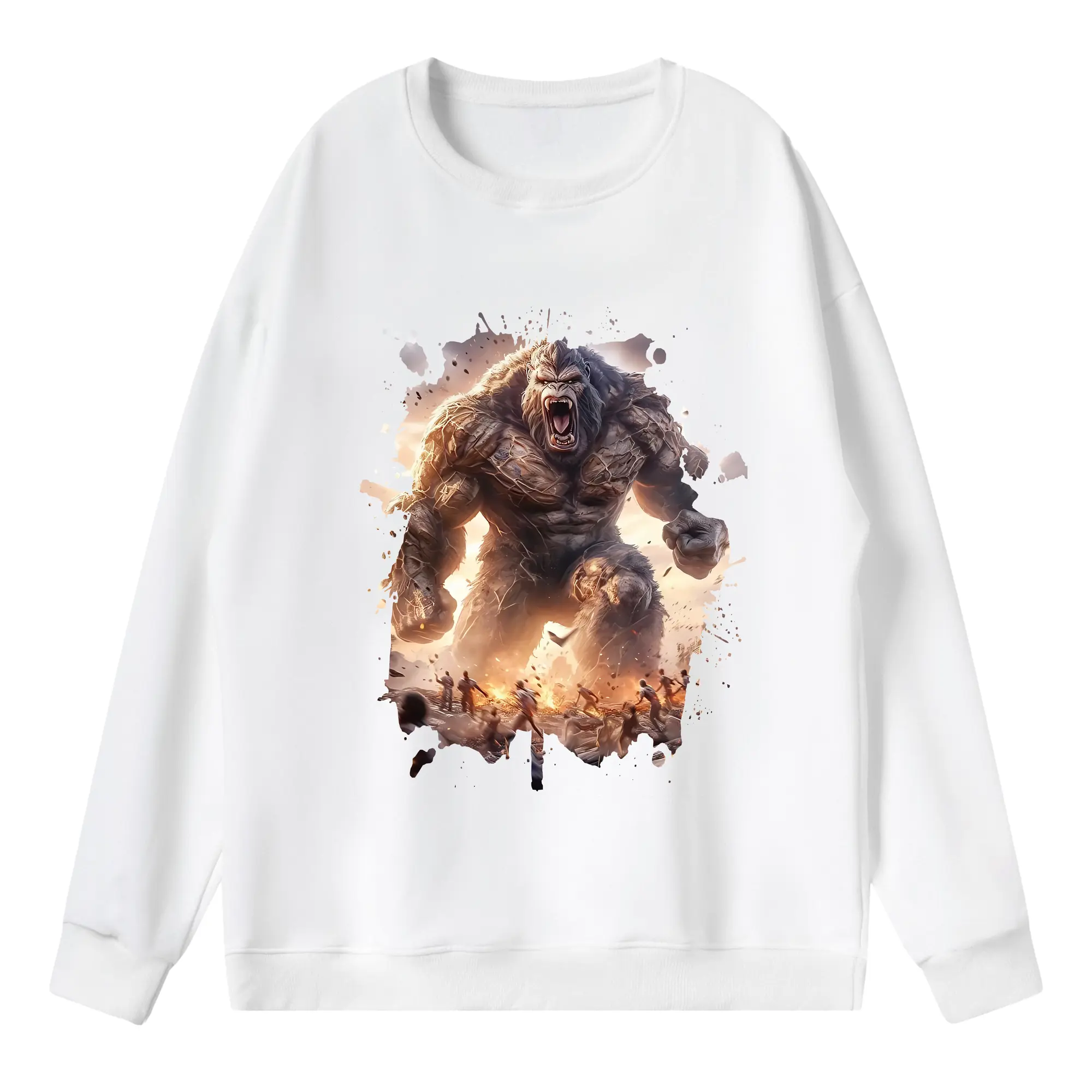 ゴジラ グッズ,キングコング - 薄手 クルーネック スウェット 裏毛260g · ポリエステル 春秋向け カジュアル 男女兼用 · トレーナー デイリー スポーツ 散歩に最適
