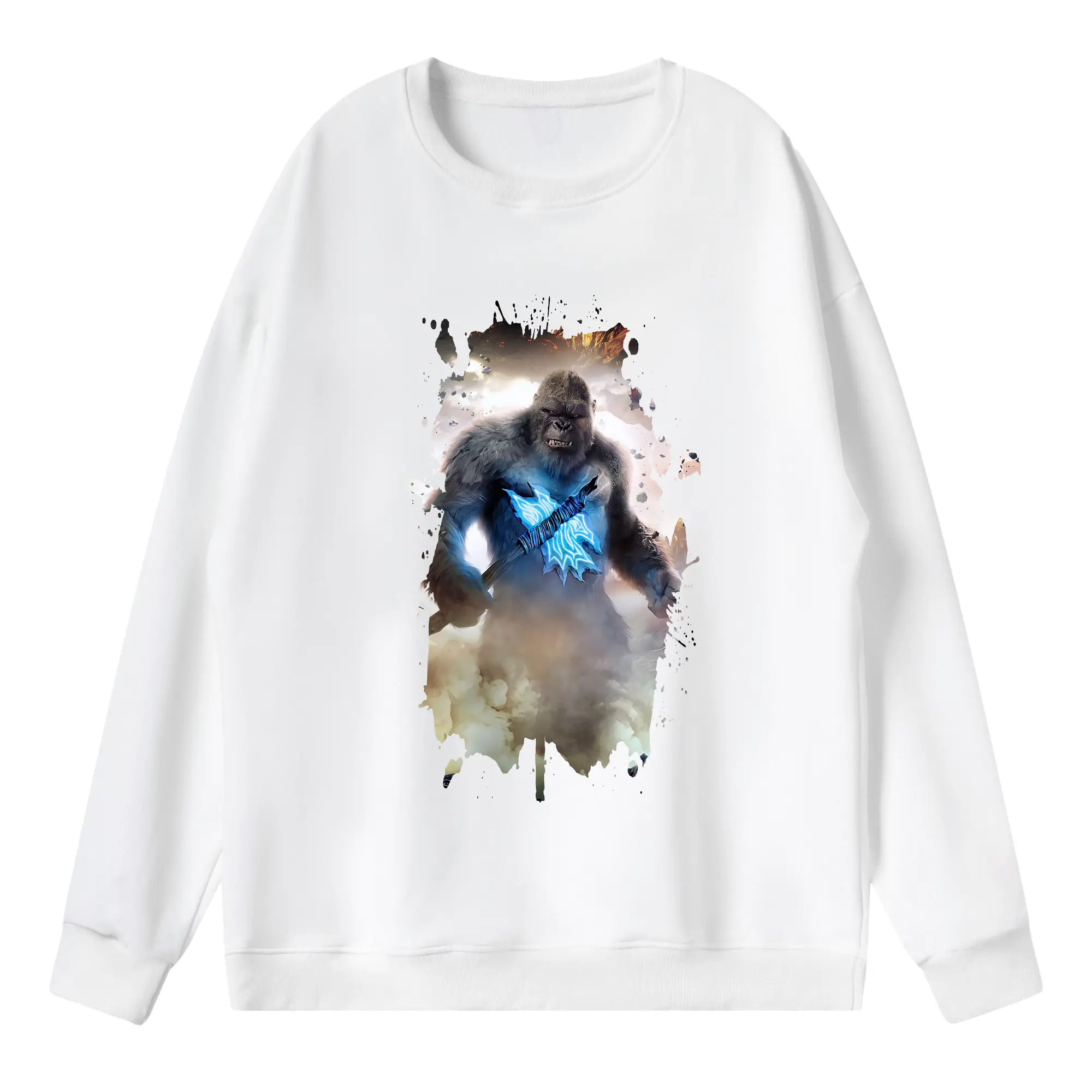 ゴジラ グッズ,キングコング - 薄手 クルーネック スウェット 裏毛260g · ポリエステル 春秋向け カジュアル 男女兼用 · トレーナー デイリー スポーツ 散歩に最適