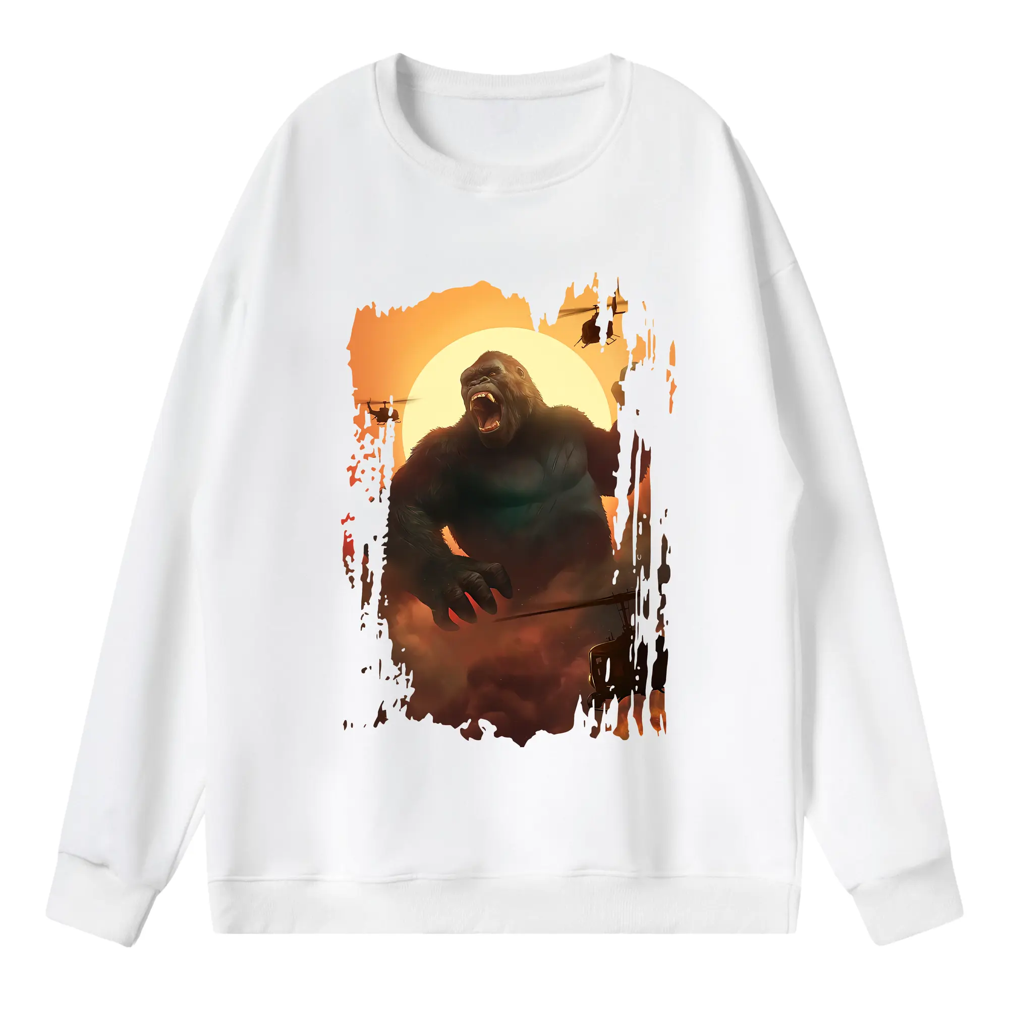 ゴジラ グッズ,キングコング - 薄手 クルーネック スウェット 裏毛260g · ポリエステル 春秋向け カジュアル 男女兼用 · トレーナー デイリー スポーツ 散歩に最適