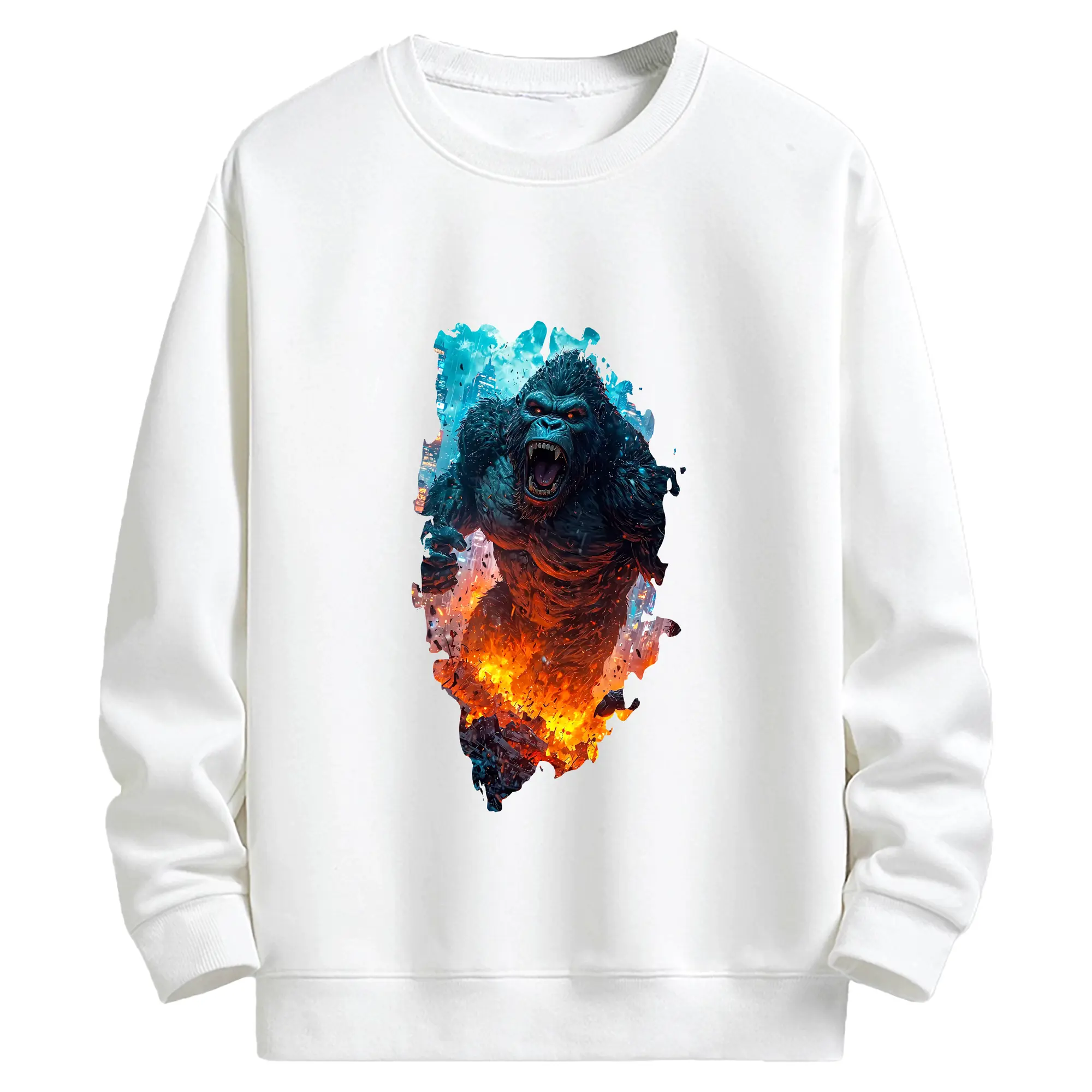 ゴジラ グッズ,キングコング - キッズ クルーネックスウェットシャツ ・ フロントプリント ・ 綿80％ ポリエステル20％ ・ 快適 通学 スポーツ 日常使い お散歩用