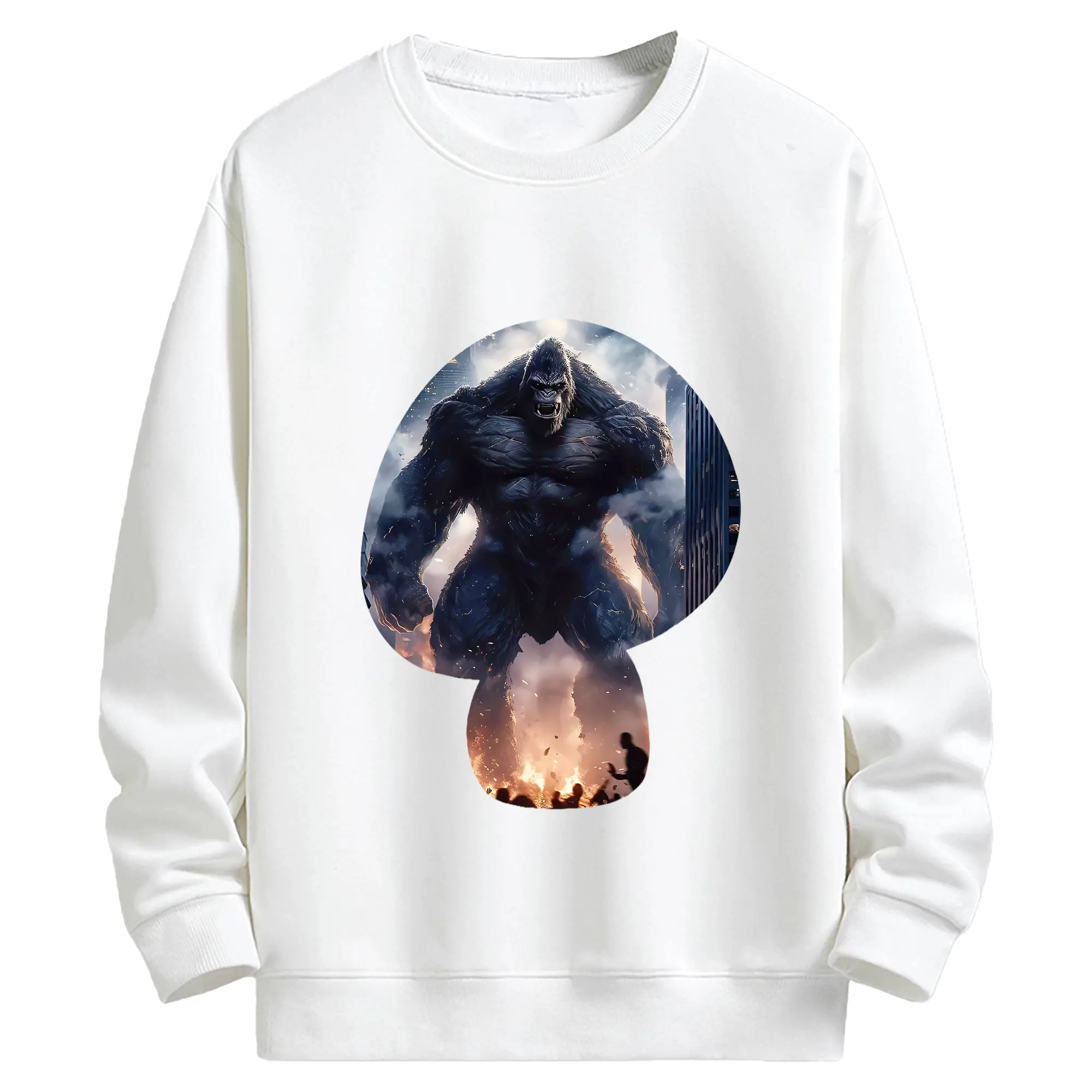 ゴジラ グッズ,キングコング - キッズ クルーネックスウェットシャツ ・ フロントプリント ・ 綿80％ ポリエステル20％ ・ 快適 通学 スポーツ 日常使い お散歩用