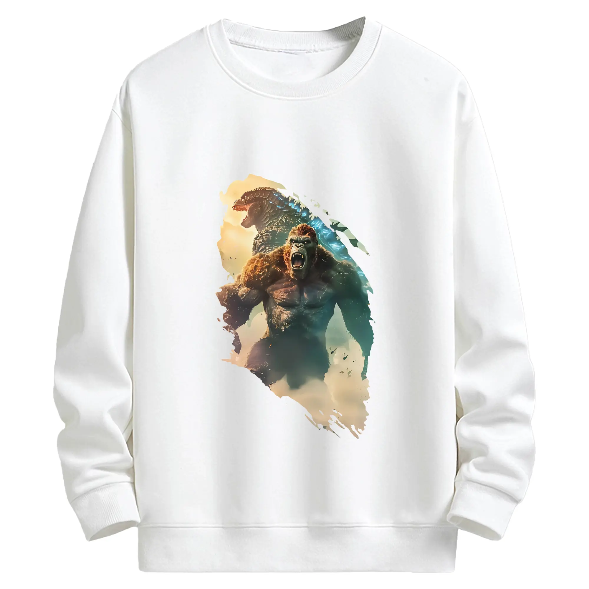 ゴジラ グッズ,キングコング - キッズ クルーネックスウェットシャツ ・ フロントプリント ・ 綿80％ ポリエステル20％ ・ 快適 通学 スポーツ 日常使い お散歩用