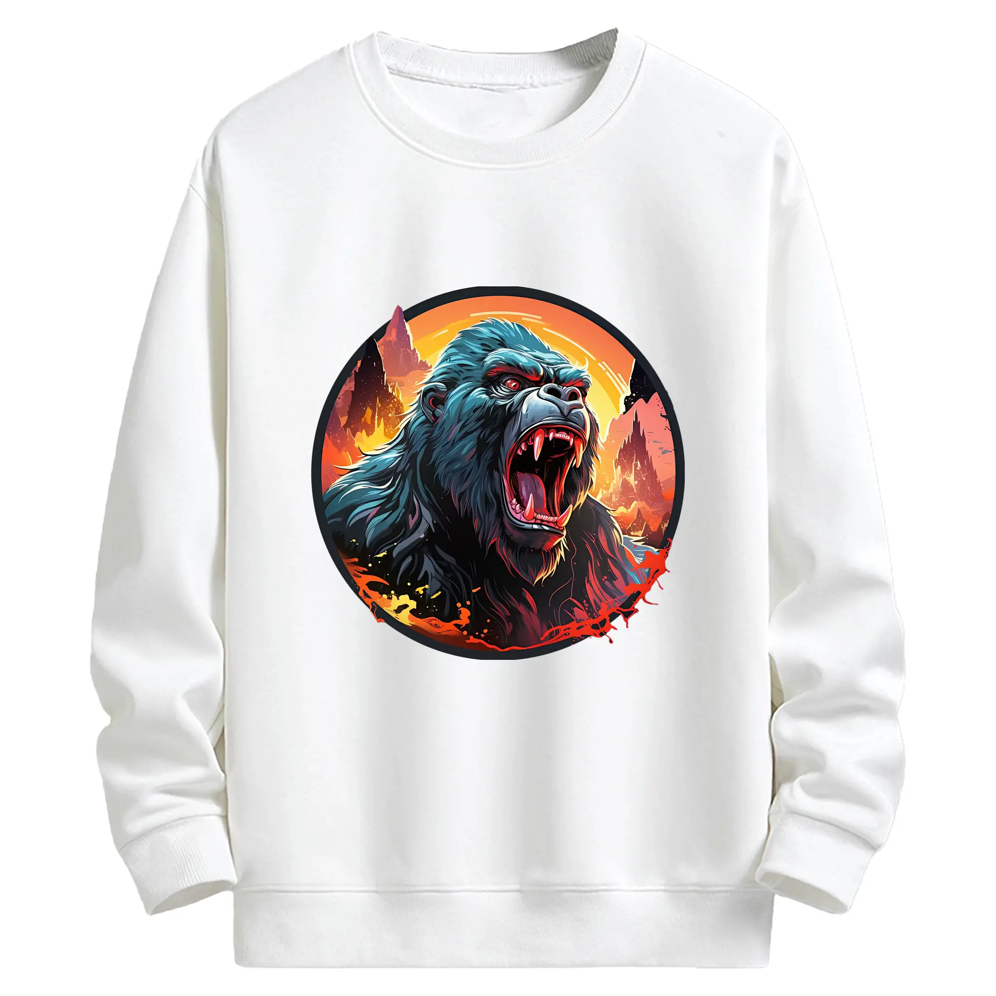 ゴジラ グッズ,キングコング - キッズ クルーネックスウェットシャツ ・ フロントプリント ・ 綿80％ ポリエステル20％ ・ 快適 通学 スポーツ 日常使い お散歩用