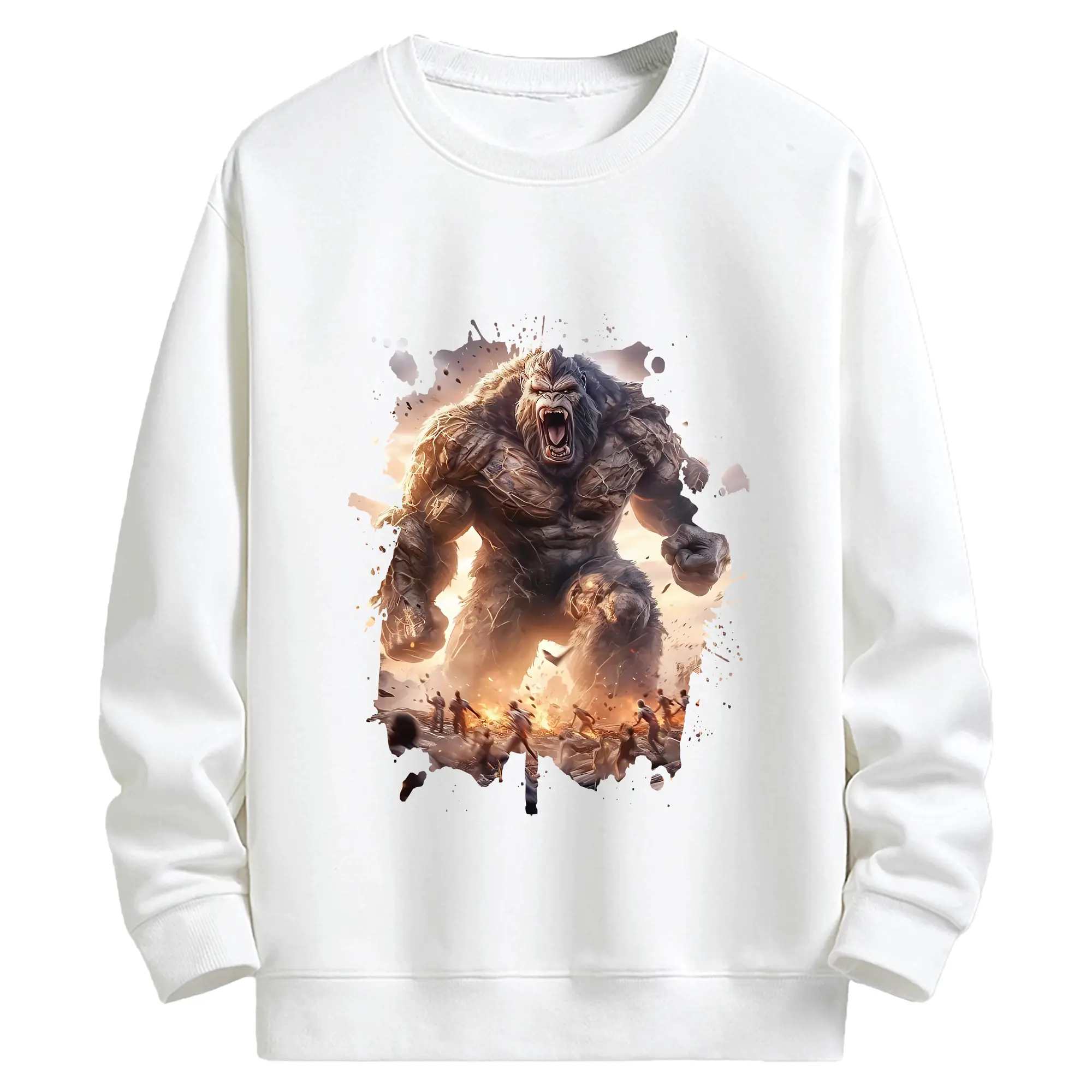 ゴジラ グッズ,キングコング - キッズ クルーネックスウェットシャツ ・ フロントプリント ・ 綿80％ ポリエステル20％ ・ 快適 通学 スポーツ 日常使い お散歩用