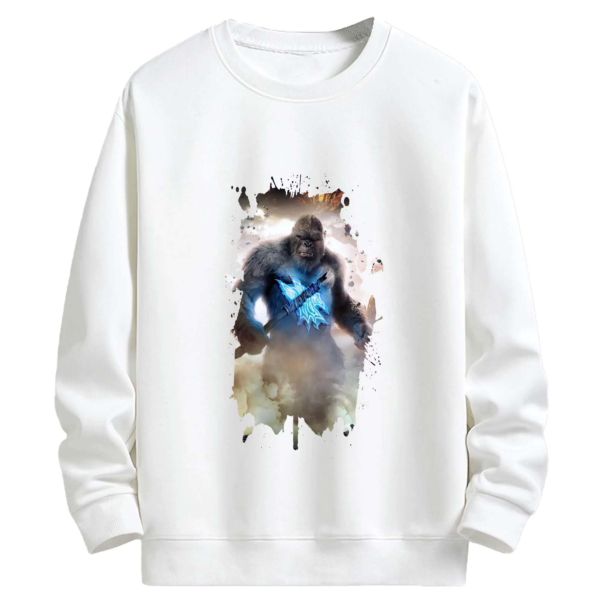 ゴジラ グッズ,キングコング - キッズ クルーネックスウェットシャツ ・ フロントプリント ・ 綿80％ ポリエステル20％ ・ 快適 通学 スポーツ 日常使い お散歩用