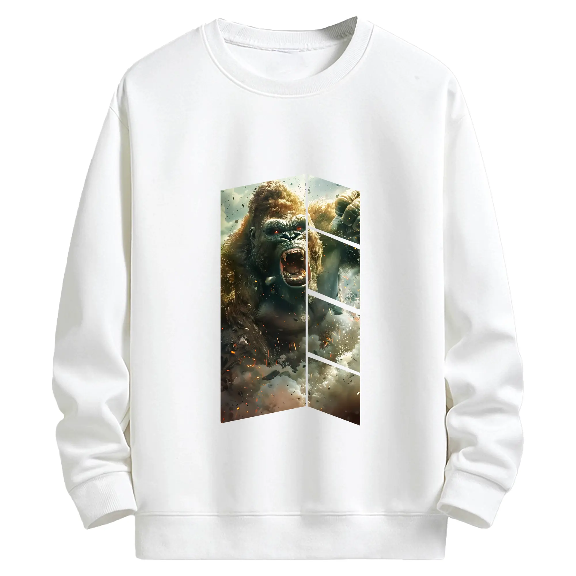 ゴジラ グッズ,キングコング - キッズ クルーネックスウェットシャツ ・ フロントプリント ・ 綿80％ ポリエステル20％ ・ 快適 通学 スポーツ 日常使い お散歩用