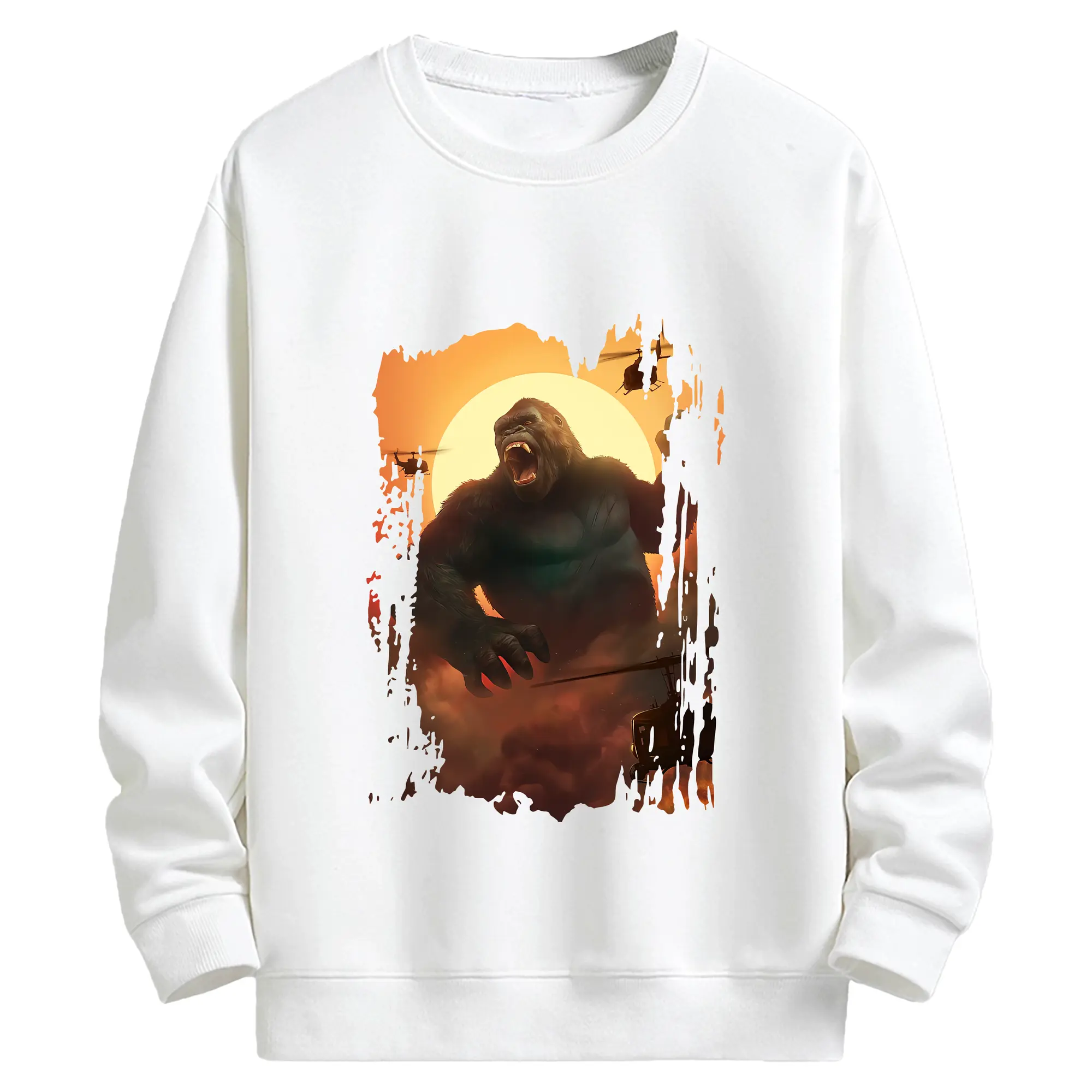 ゴジラ グッズ,キングコング - キッズ クルーネックスウェットシャツ ・ フロントプリント ・ 綿80％ ポリエステル20％ ・ 快適 通学 スポーツ 日常使い お散歩用