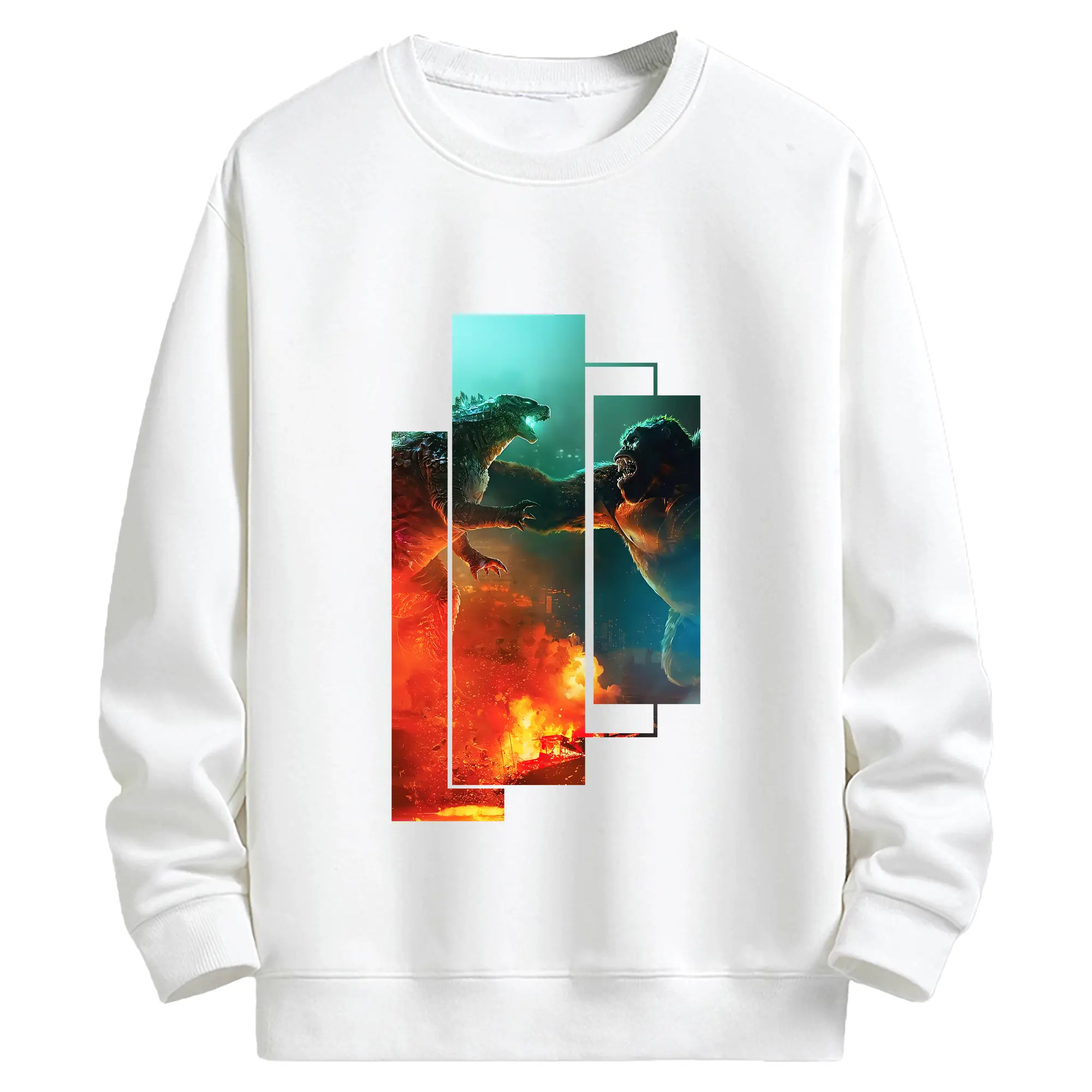 ゴジラ グッズ,キングコング - キッズ クルーネックスウェットシャツ ・ フロントプリント ・ 綿80％ ポリエステル20％ ・ 快適 通学 スポーツ 日常使い お散歩用