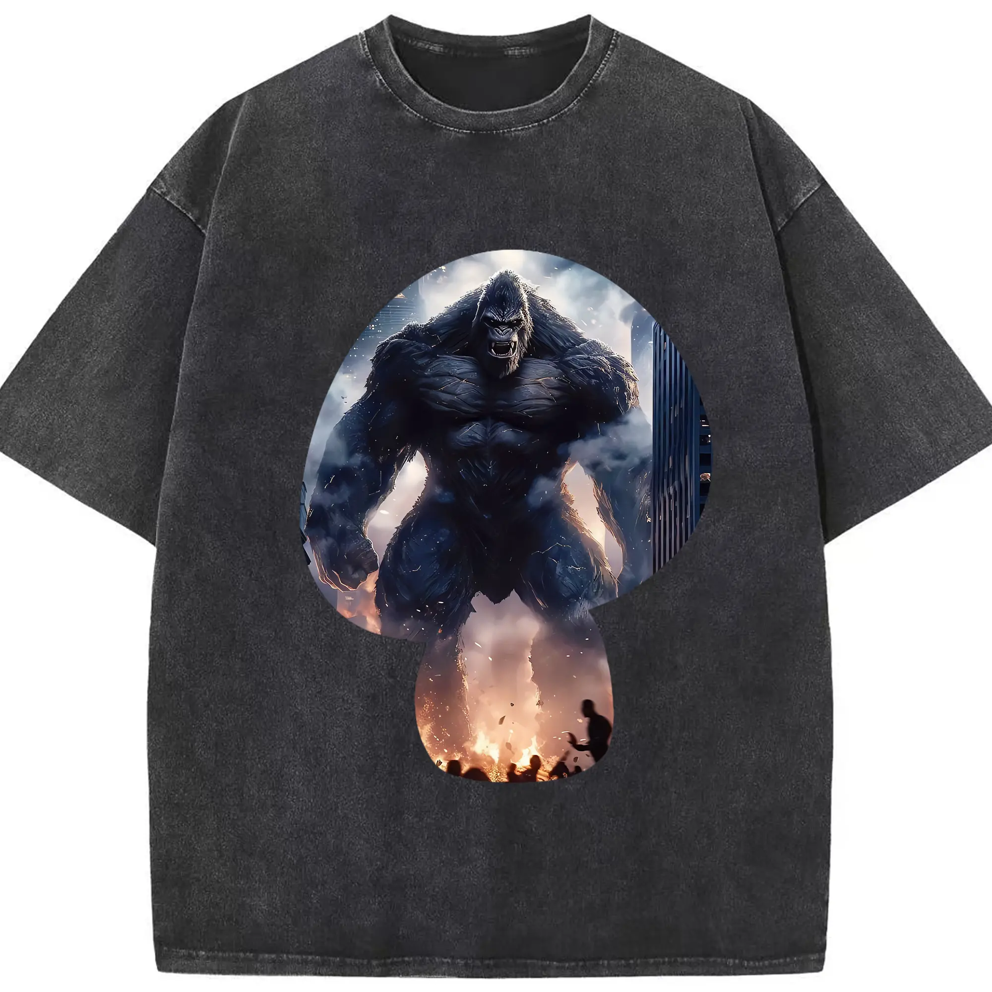 ゴジラ グッズ,キングコング - 綿100％ ヴィンテージ風 半袖Tシャツ ・ フロントプリント ・ 柔らか肌触り ・ 通気性 快適 ・ スポーツ カジュアル 外出用