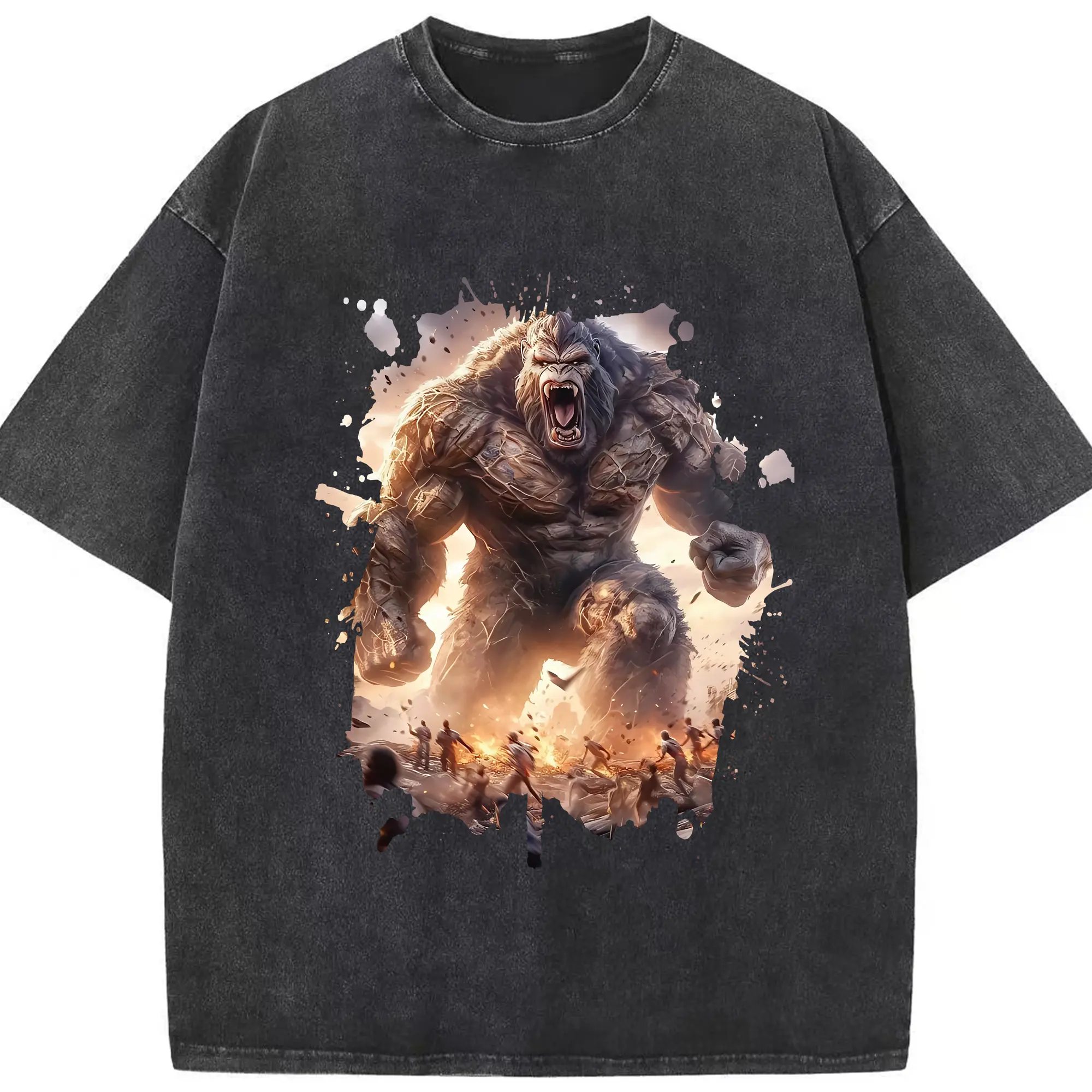 ゴジラ グッズ,キングコング - 綿100％ ヴィンテージ風 半袖Tシャツ ・ フロントプリント ・ 柔らか肌触り ・ 通気性 快適 ・ スポーツ カジュアル 外出用