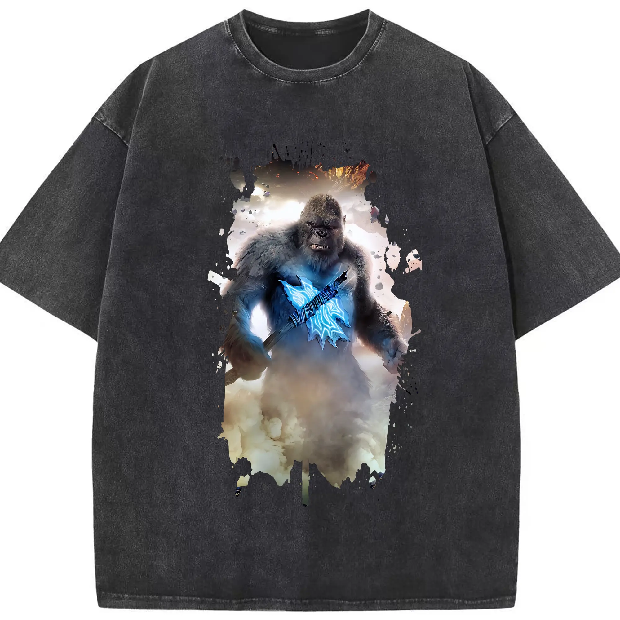 ゴジラ グッズ,キングコング - 綿100％ ヴィンテージ風 半袖Tシャツ ・ フロントプリント ・ 柔らか肌触り ・ 通気性 快適 ・ スポーツ カジュアル 外出用