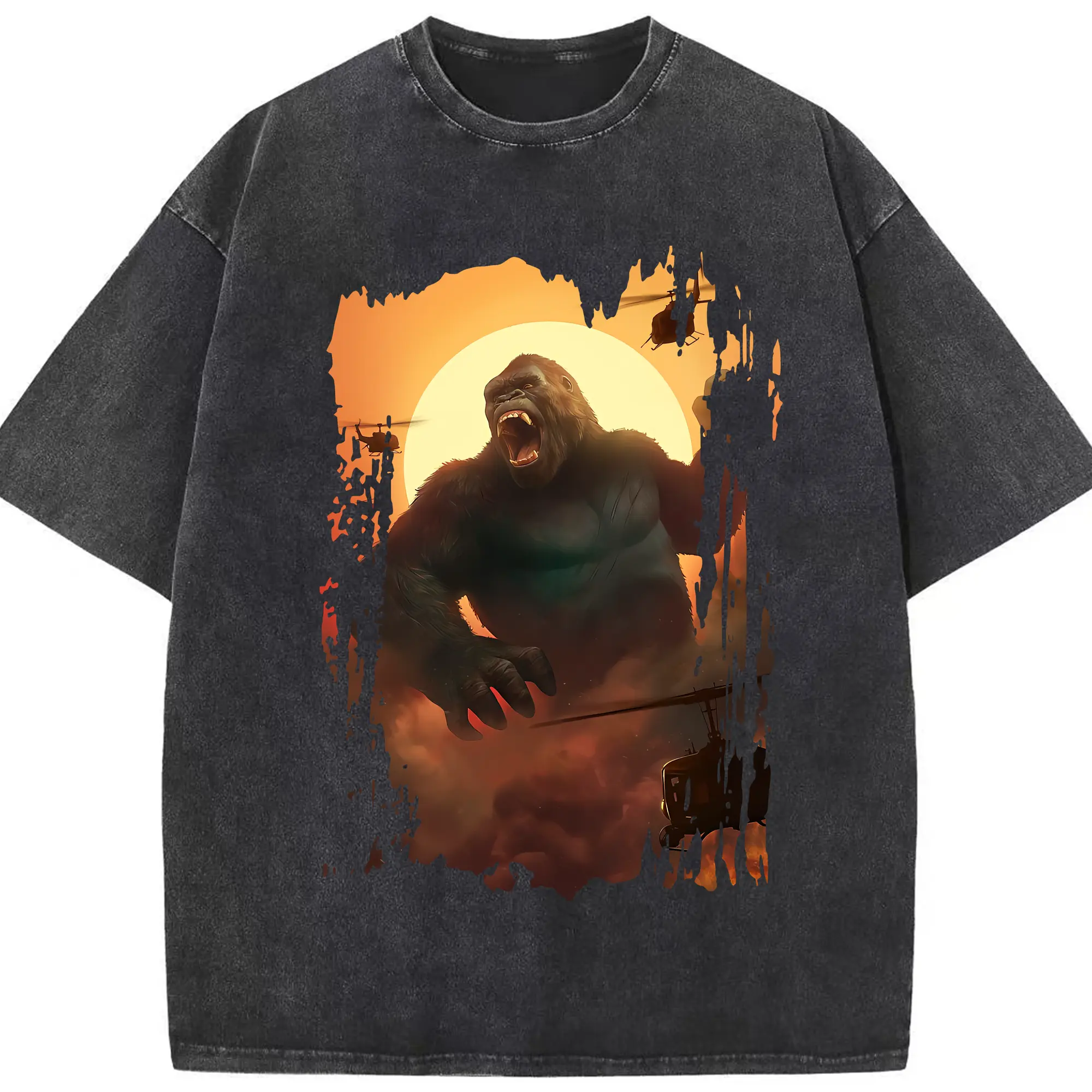 ゴジラ グッズ,キングコング - 綿100％ ヴィンテージ風 半袖Tシャツ ・ フロントプリント ・ 柔らか肌触り ・ 通気性 快適 ・ スポーツ カジュアル 外出用