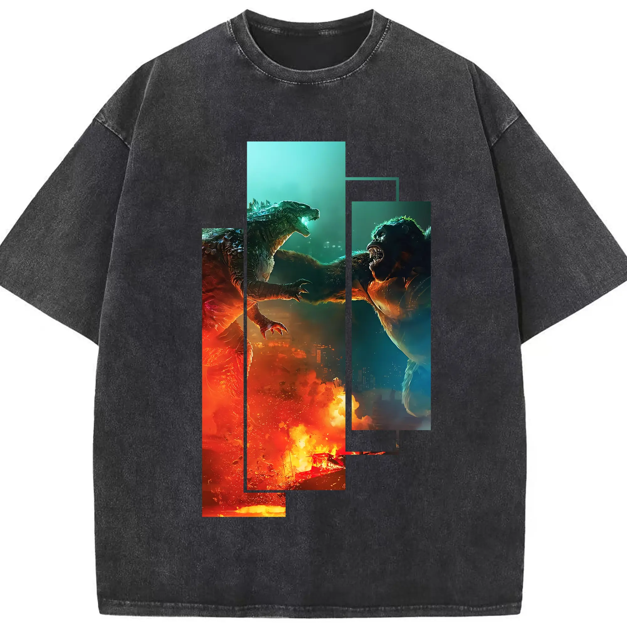 ゴジラ グッズ,キングコング - 綿100％ ヴィンテージ風 半袖Tシャツ ・ フロントプリント ・ 柔らか肌触り ・ 通気性 快適 ・ スポーツ カジュアル 外出用