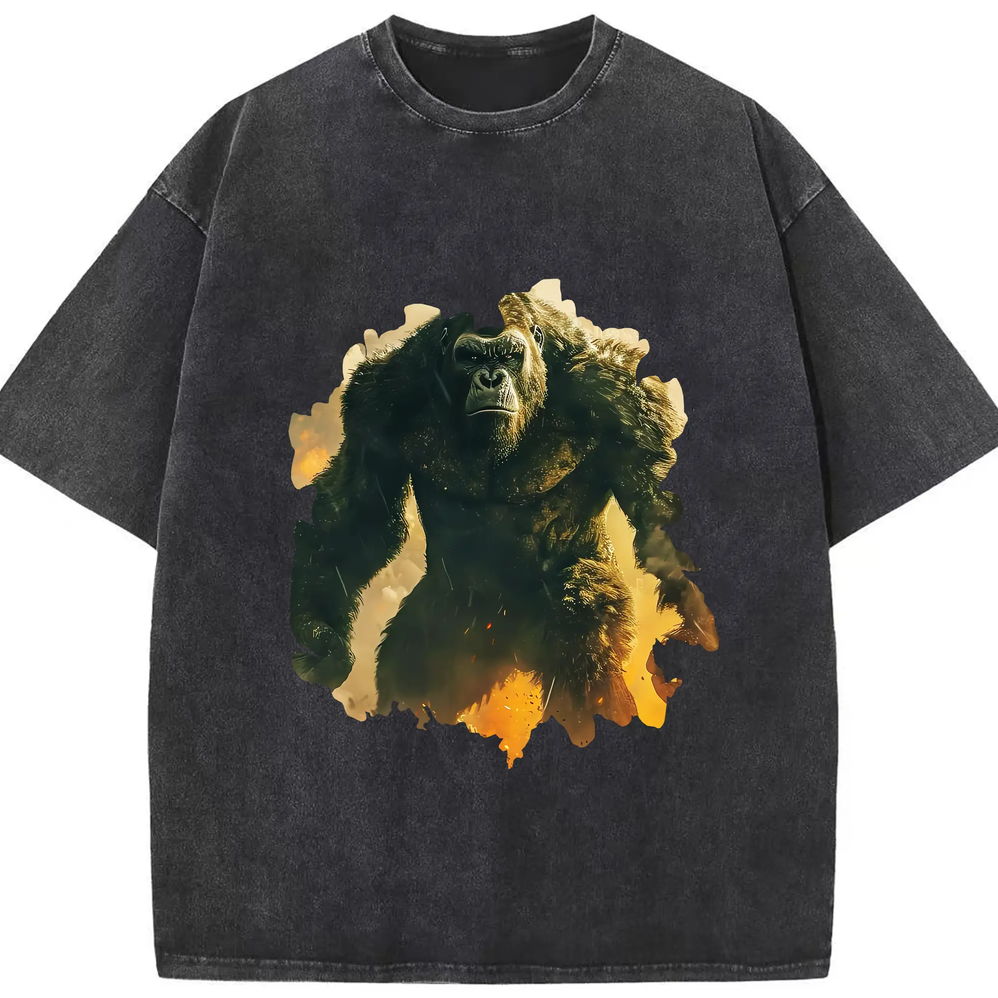 ゴジラ グッズ,キングコング - 綿100％ ヴィンテージ風 半袖Tシャツ ・ フロントプリント ・ 柔らか肌触り ・ 通気性 快適 ・ スポーツ カジュアル 外出用