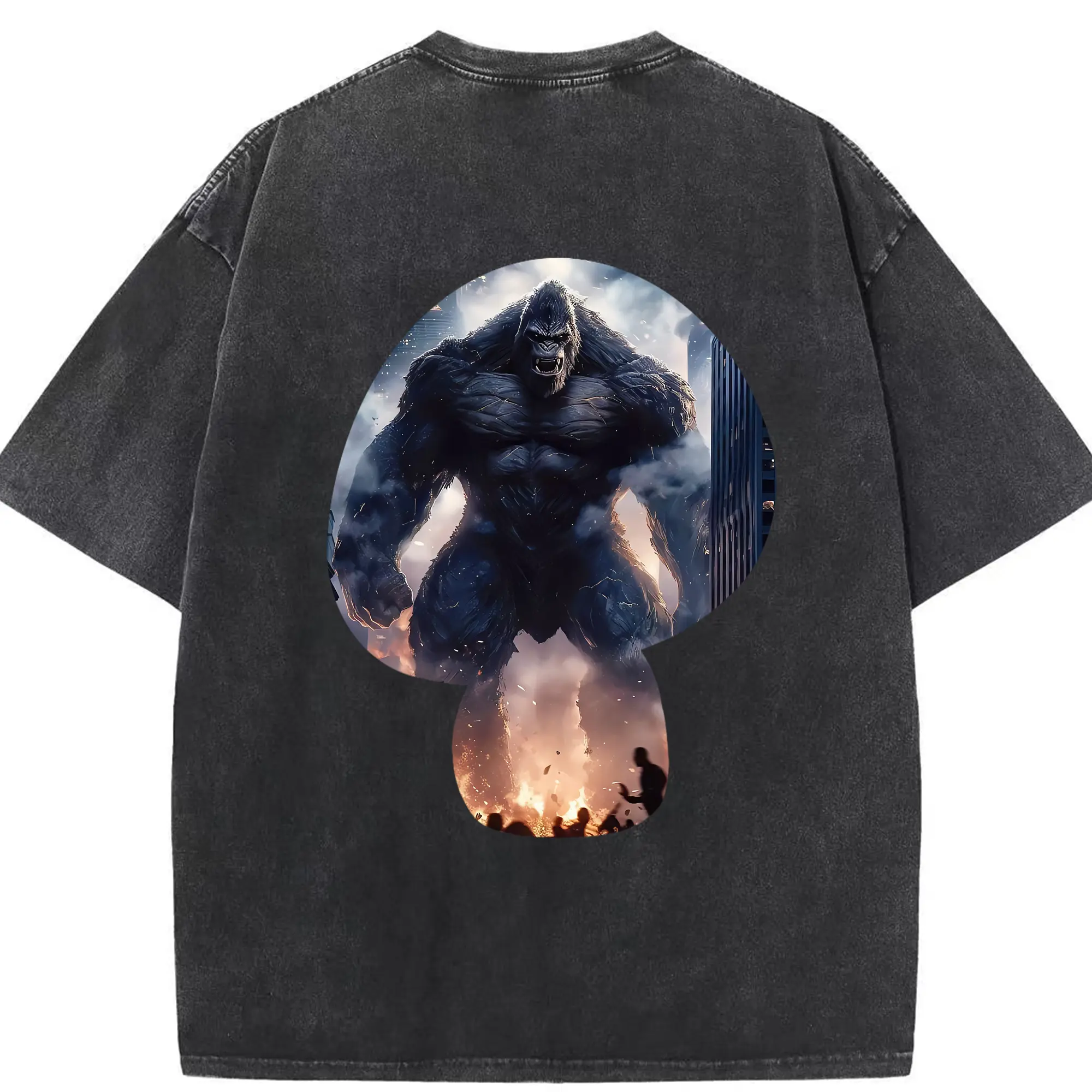 ゴジラ グッズ,キングコング - 綿100％ ヴィンテージ風 半袖Tシャツ ・ 背面プリント ・ 柔らか肌触り ・ 通気性 快適 ・ スポーツ カジュアル 外出用