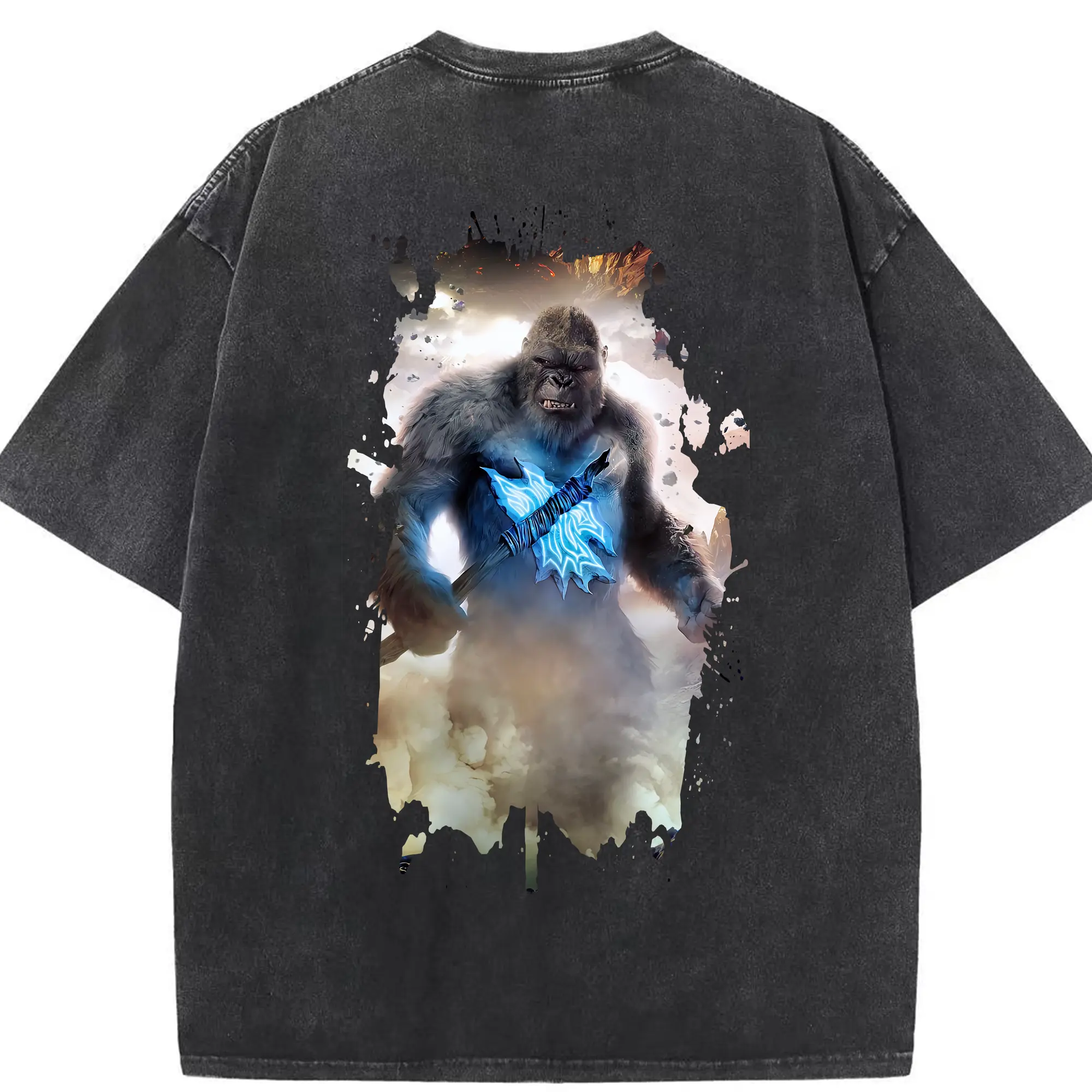 ゴジラ グッズ,キングコング - 綿100％ ヴィンテージ風 半袖Tシャツ ・ 背面プリント ・ 柔らか肌触り ・ 通気性 快適 ・ スポーツ カジュアル 外出用