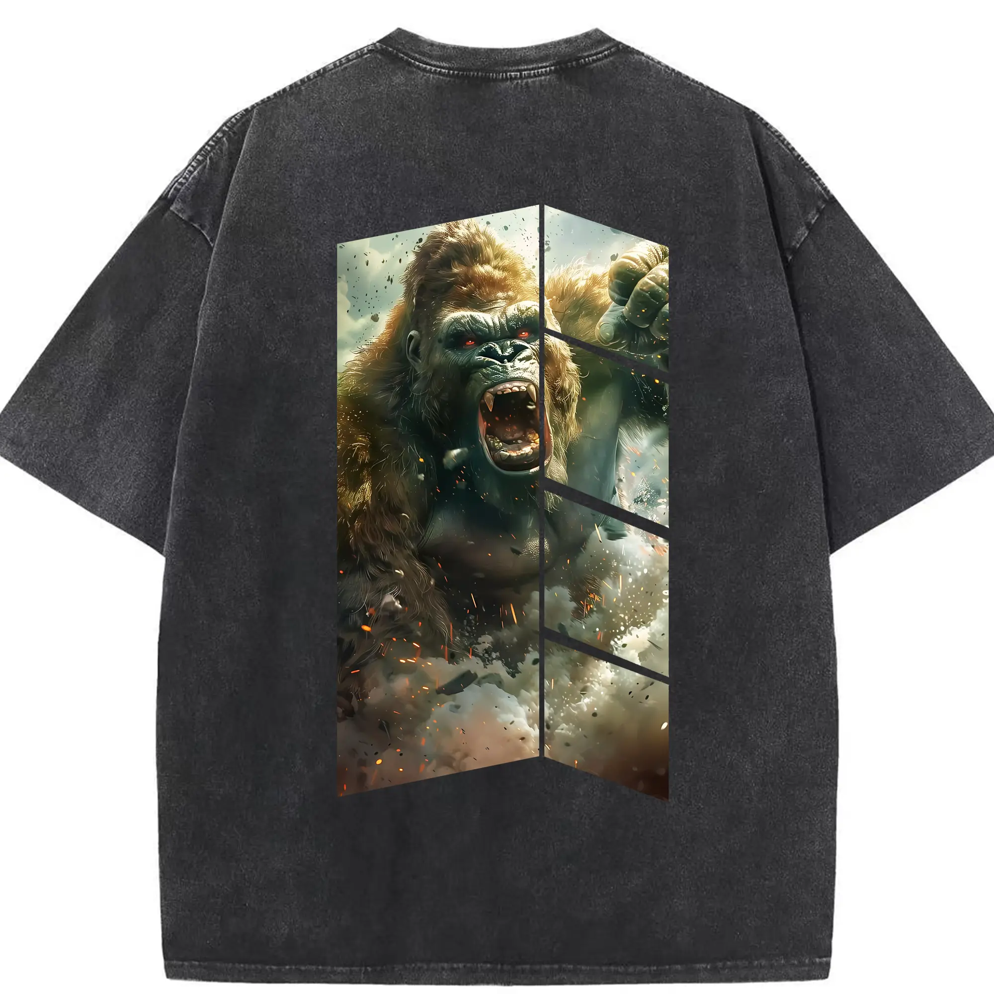 ゴジラ グッズ,キングコング - 綿100％ ヴィンテージ風 半袖Tシャツ ・ 背面プリント ・ 柔らか肌触り ・ 通気性 快適 ・ スポーツ カジュアル 外出用