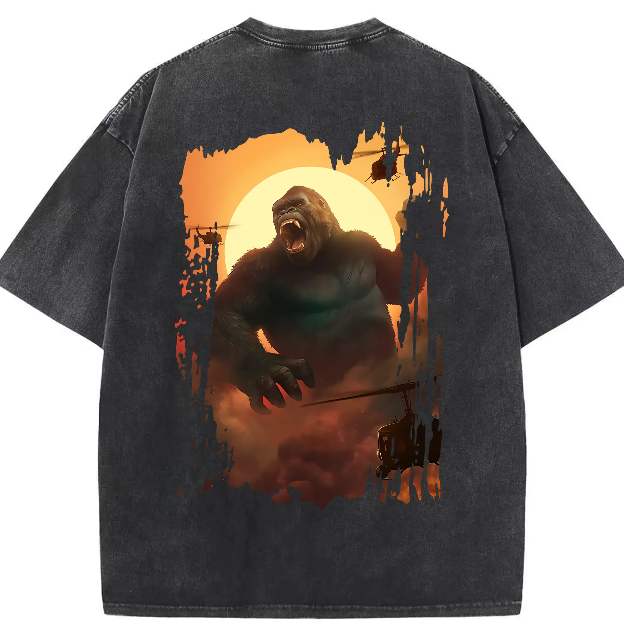 ゴジラ グッズ,キングコング - 綿100％ ヴィンテージ風 半袖Tシャツ ・ 背面プリント ・ 柔らか肌触り ・ 通気性 快適 ・ スポーツ カジュアル 外出用