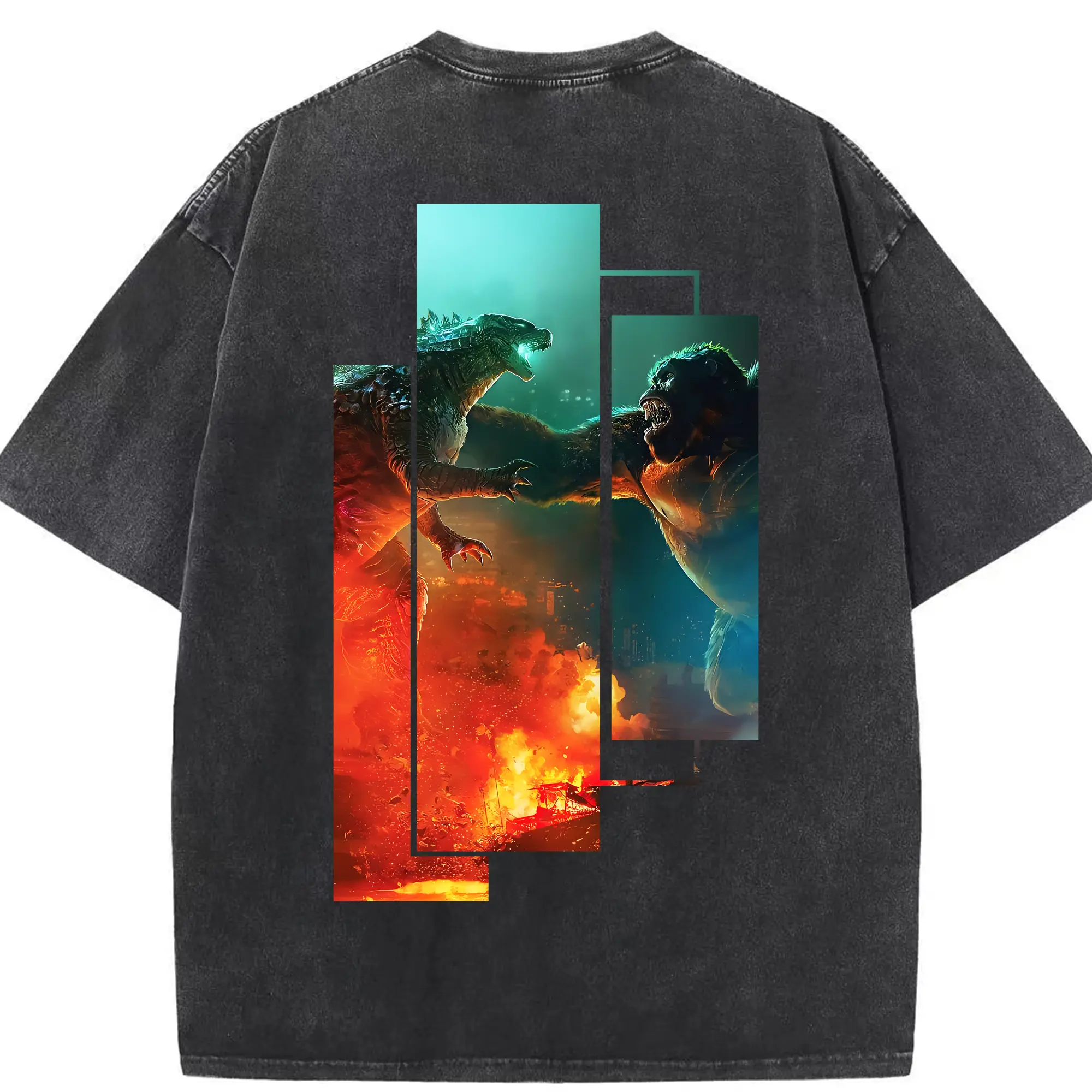 ゴジラ グッズ,キングコング - 綿100％ ヴィンテージ風 半袖Tシャツ ・ 背面プリント ・ 柔らか肌触り ・ 通気性 快適 ・ スポーツ カジュアル 外出用