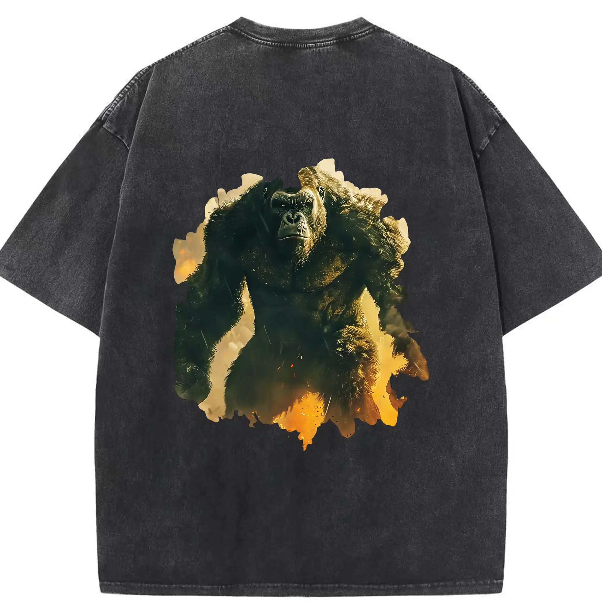 ゴジラ グッズ,キングコング - 綿100％ ヴィンテージ風 半袖Tシャツ ・ 背面プリント ・ 柔らか肌触り ・ 通気性 快適 ・ スポーツ カジュアル 外出用