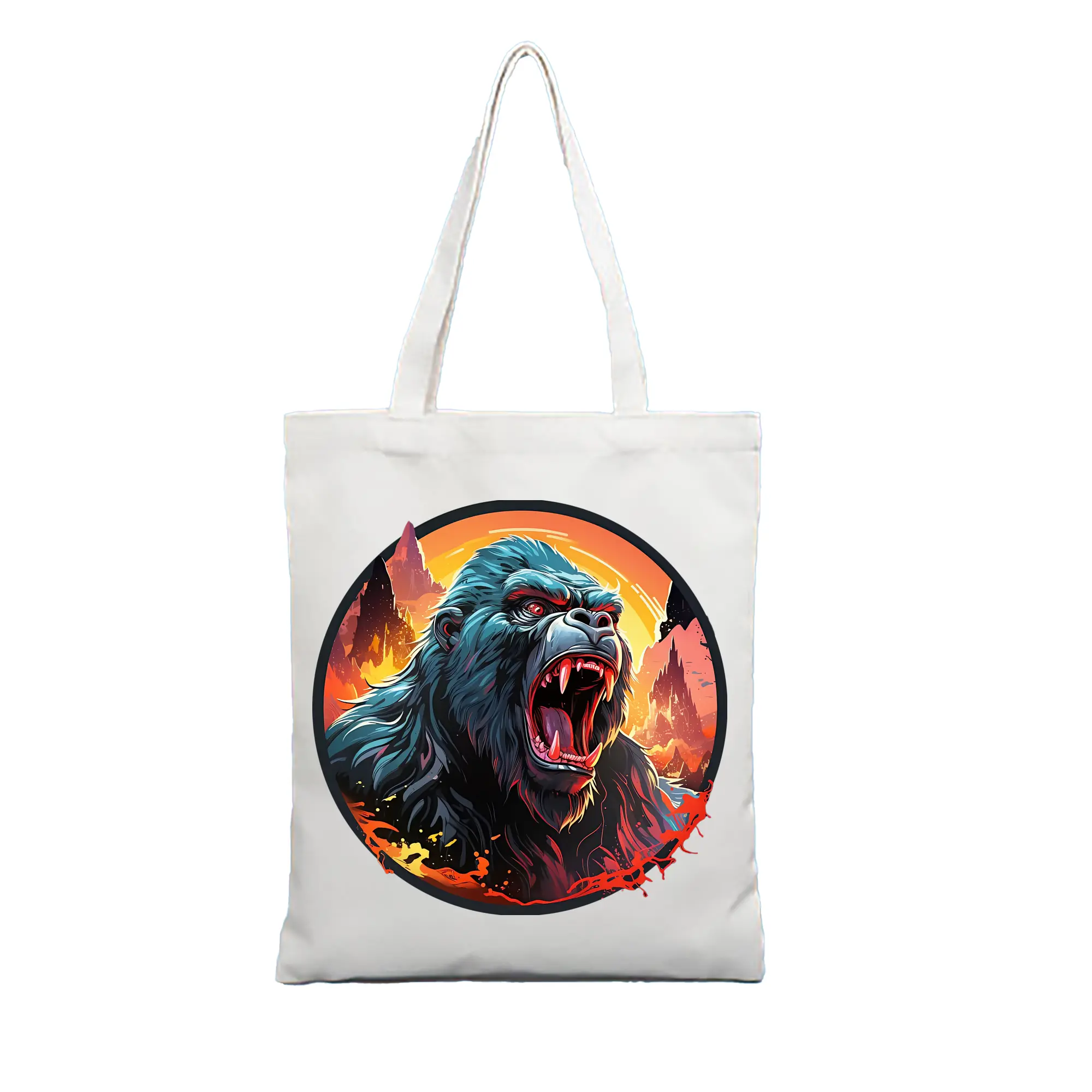 ゴジラ グッズ,キングコング - 縦型キャンバス手提げバッグ（トートバッグ） ・ キャンバス素材 ・ ショッピング用 ・ 軽量 丈夫 お手入れ簡単